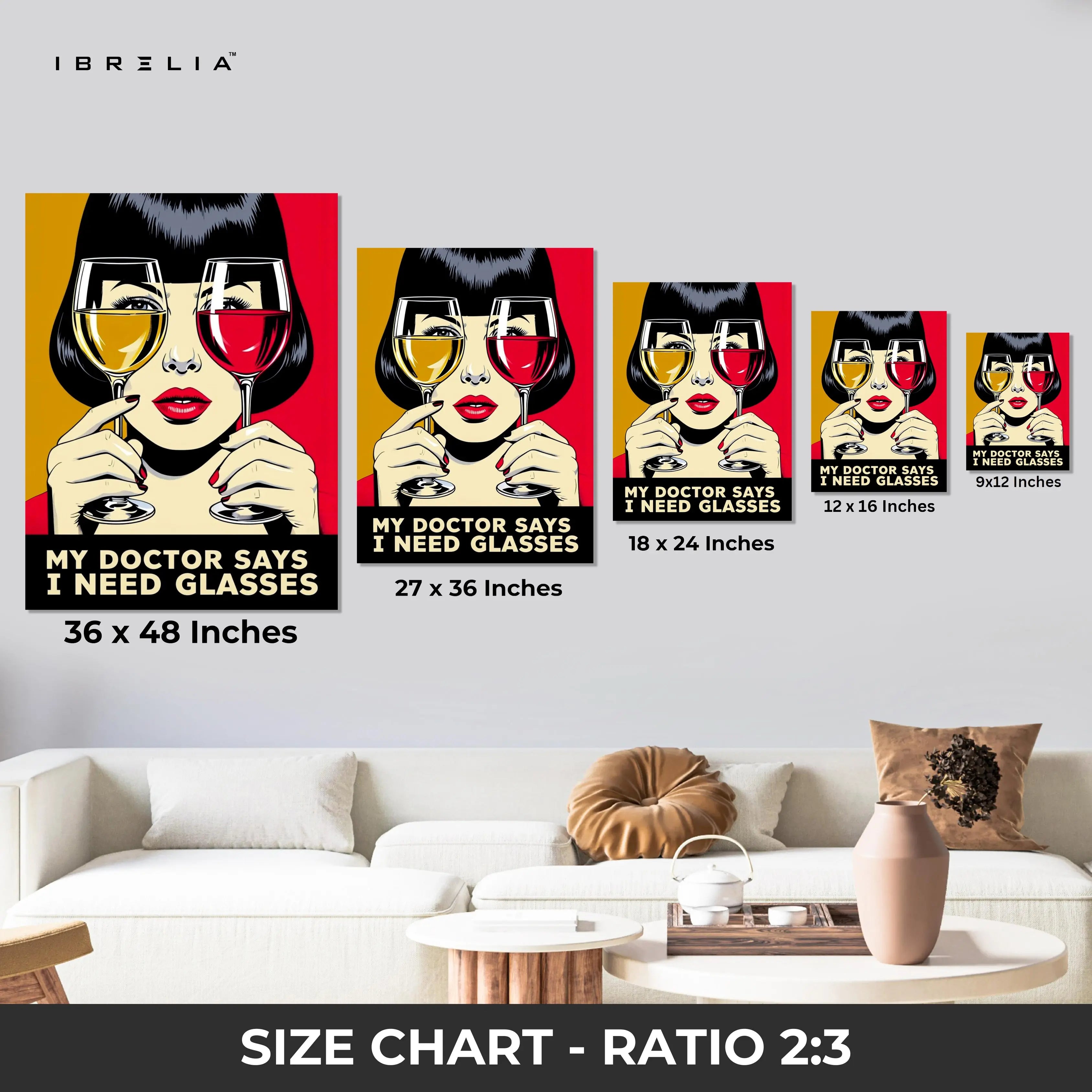 Pop Art Wine Glass Wall Art – Vintage Style Canvas Frame | Modern Bar Decor Poster Pakistan | IBRELIA™ IBRELIA