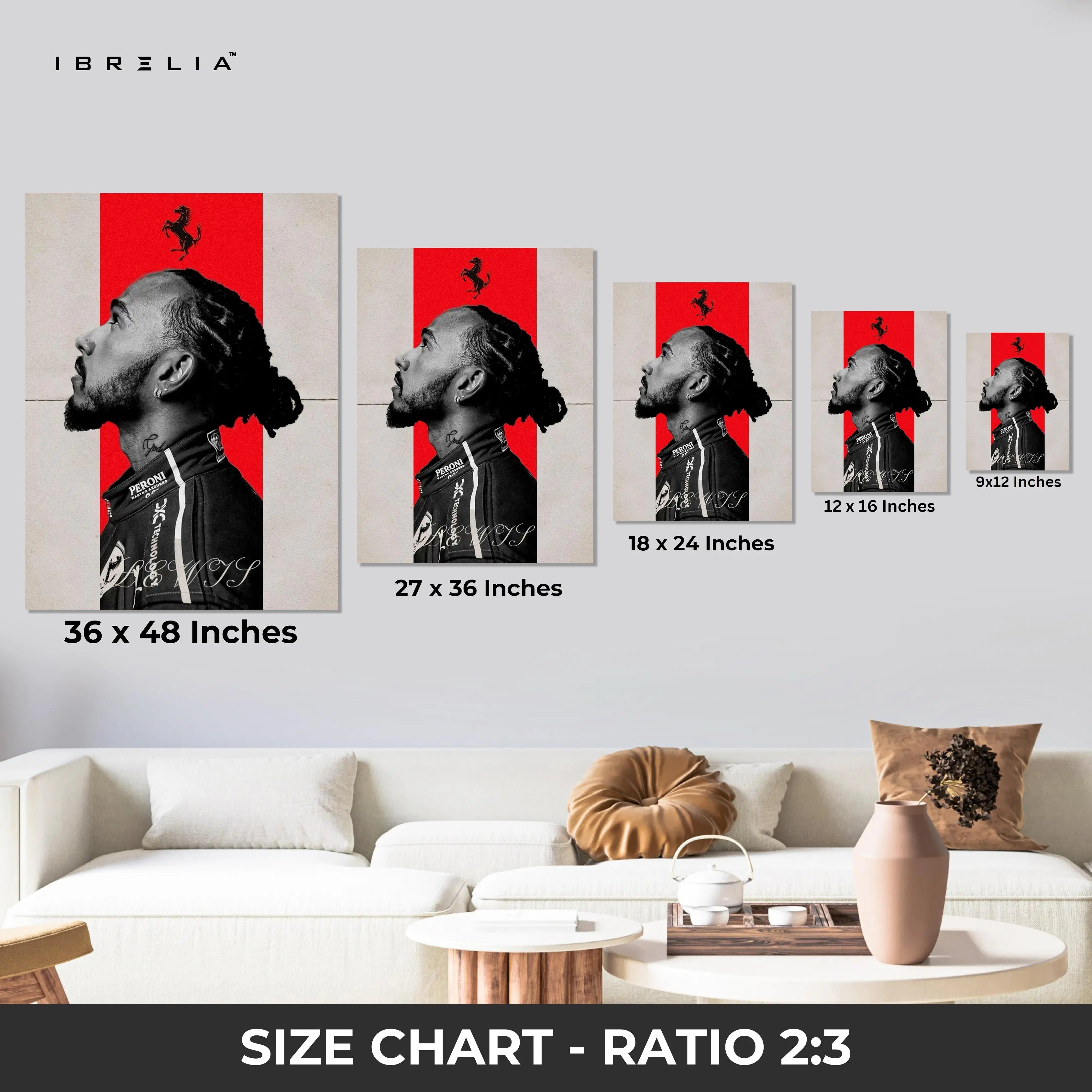 Lewis Hamilton Ferrari Wall Art – Formula 1 Racing Canvas Frame Pakistan | F1 Driver Poster | IBRELIA™ IBRELIA