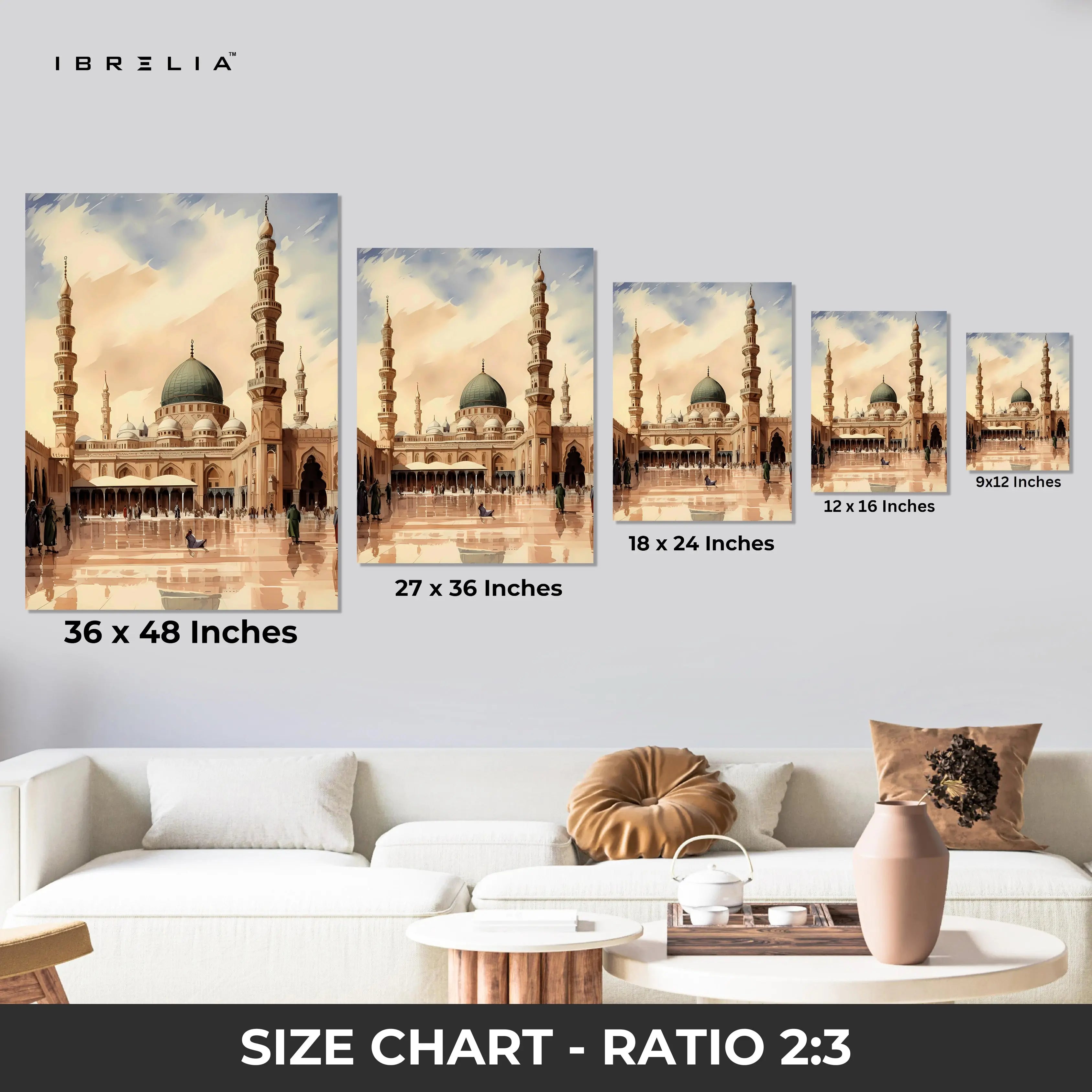 Masjid e Nabawi Courtyard Art – Madinah Serenity | 4K Ultra Wrap Frame Wall Art in Pakistan | IBRELIA™ IBRELIA