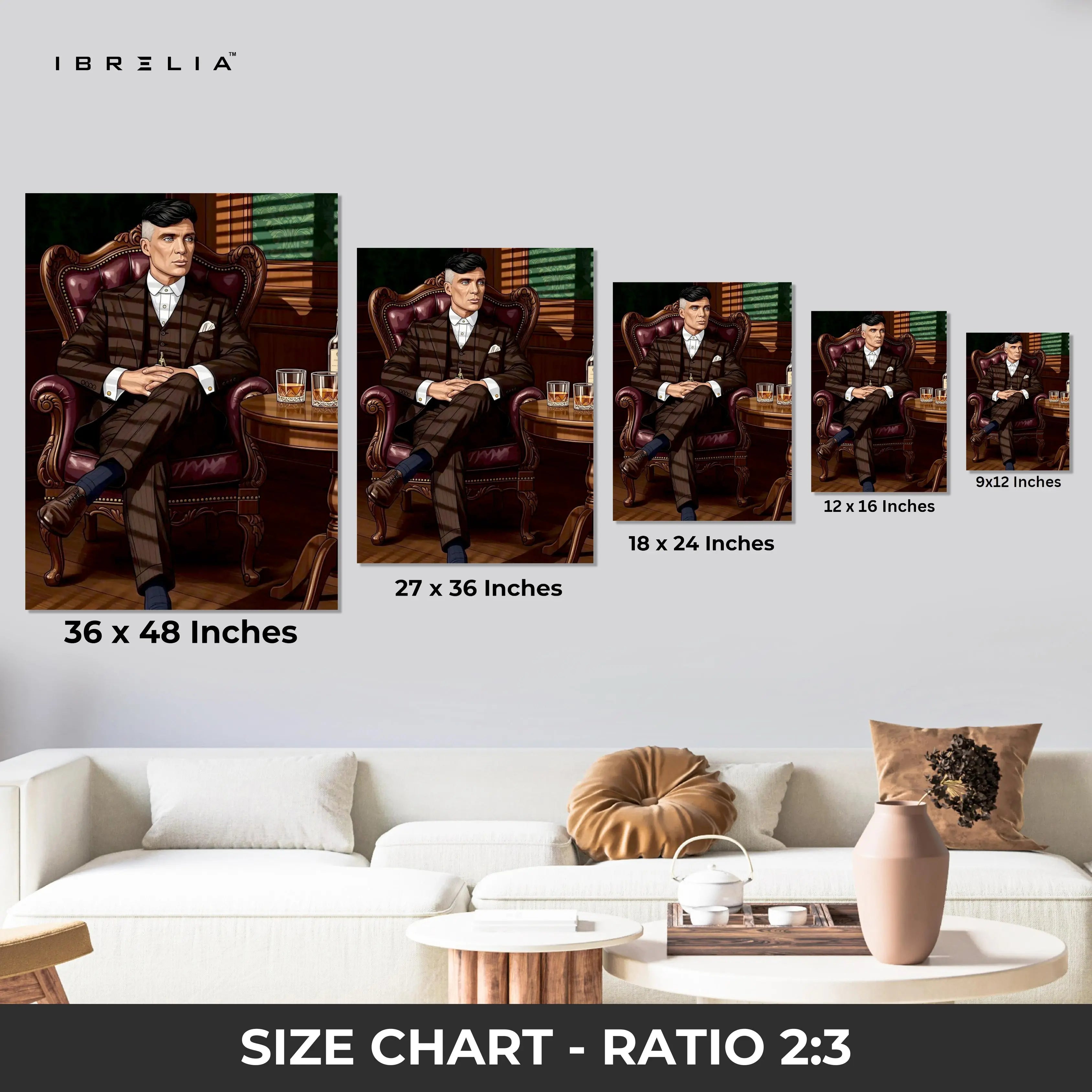 Thomas Shelby Peaky Blinders Wall Art – Luxury Mafia Portrait Canvas Frame | Vintage Gentleman Poster Pakistan | IBRELIA™ IBRELIA