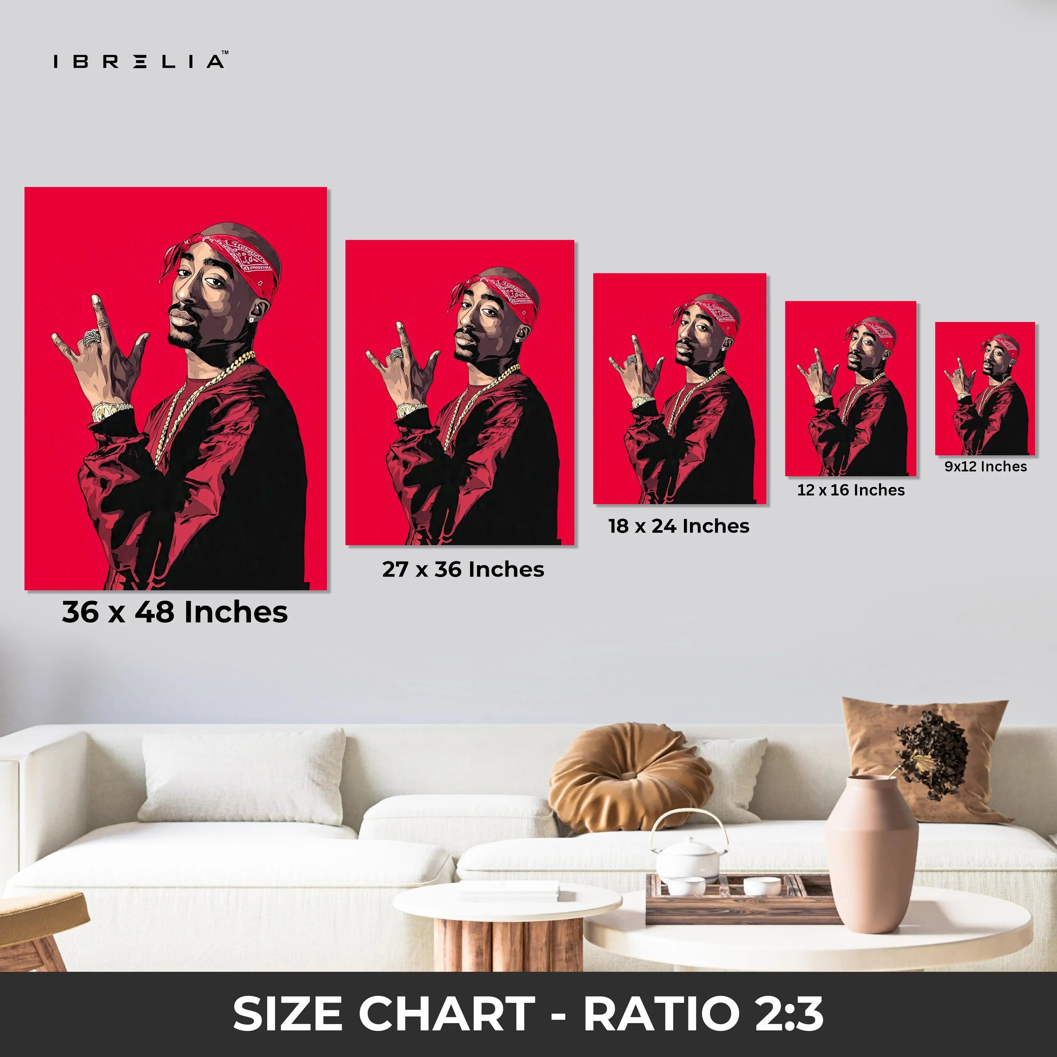 Red Bandana Rap Icon Wall Art – Hip Hop Legend Canvas Frame | Bold Street Style Poster Pakistan | IBRELIA™ IBRELIA