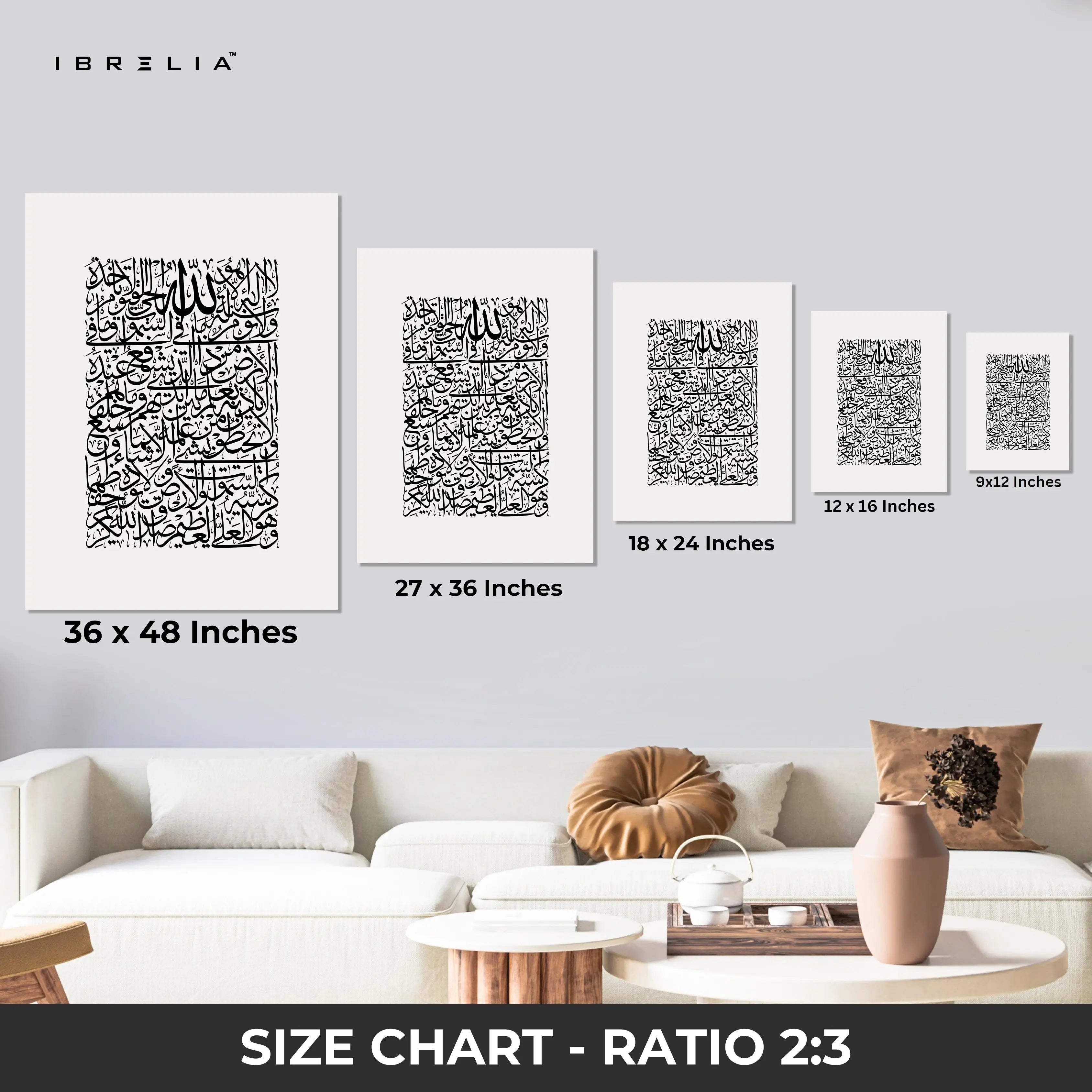 La Ilaha Illallah Islamic Calligraphy Wall Art – Modern Black Script Design | 4K Ultra Wrap Frame Wall Art in Pakistan | IBRELIA™ IBRELIA