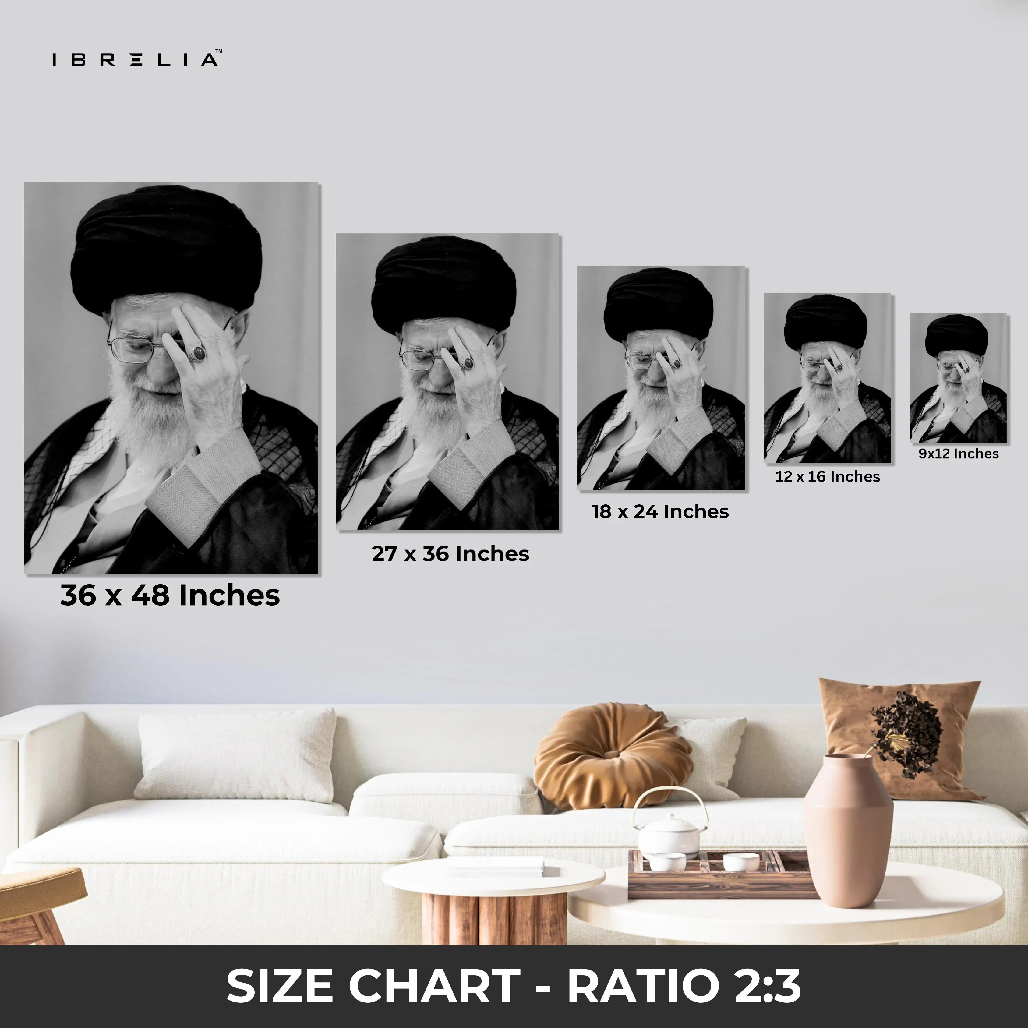 Black & White Leader Portrait Wall Art – Minimal Monochrome Canvas Frame | Powerful Expression Poster Pakistan | IBRELIA™ IBRELIA