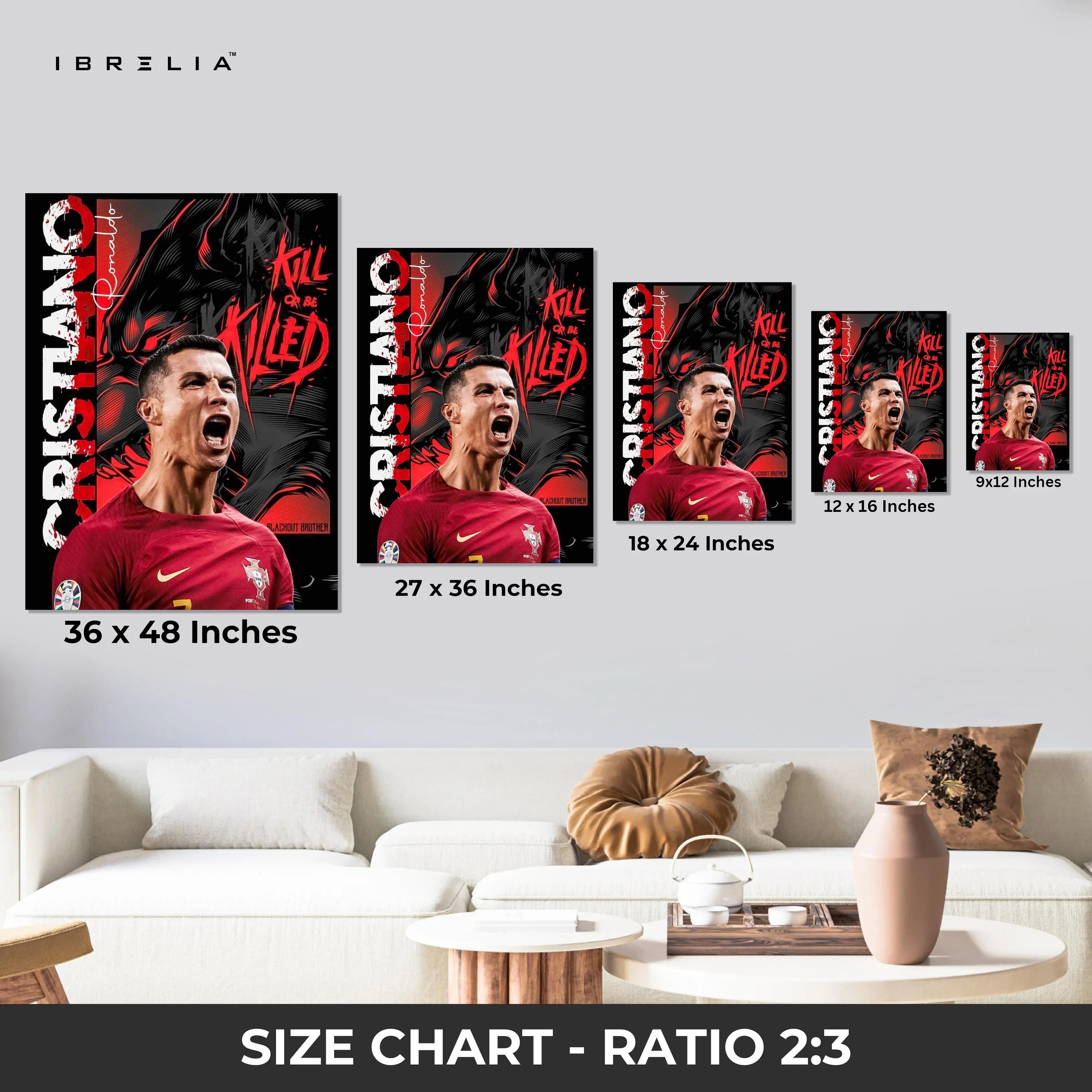 Cristiano Ronaldo Beast Mode Wall Art – CR7 Football Canvas Frame | Ronaldo Portugal Poster Pakistan | IBRELIA™ IBRELIA