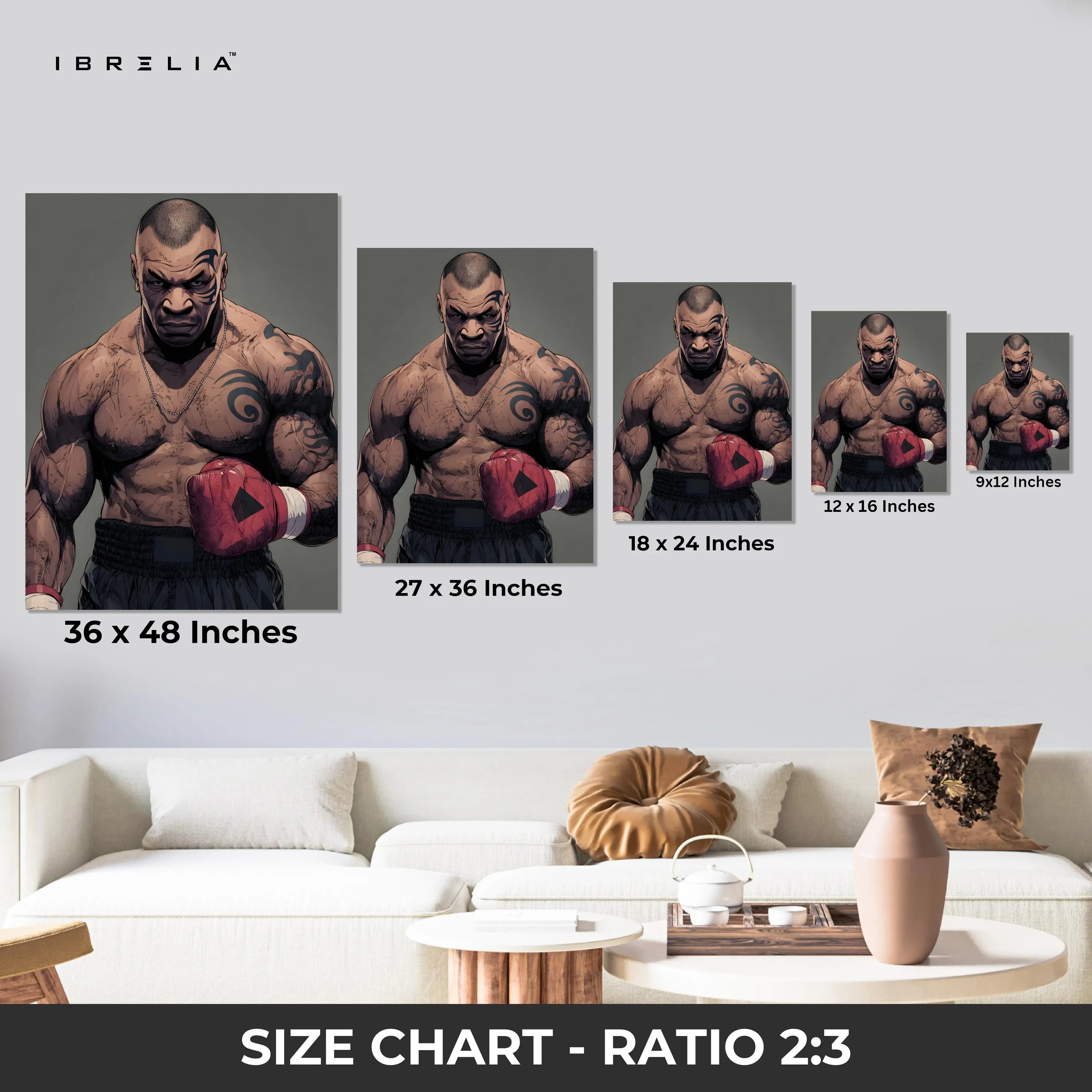 Mike Tyson Boxing Wall Art – Power Fighter Canvas Frame | Legendary Champion Poster Pakistan | IBRELIA™ IBRELIA