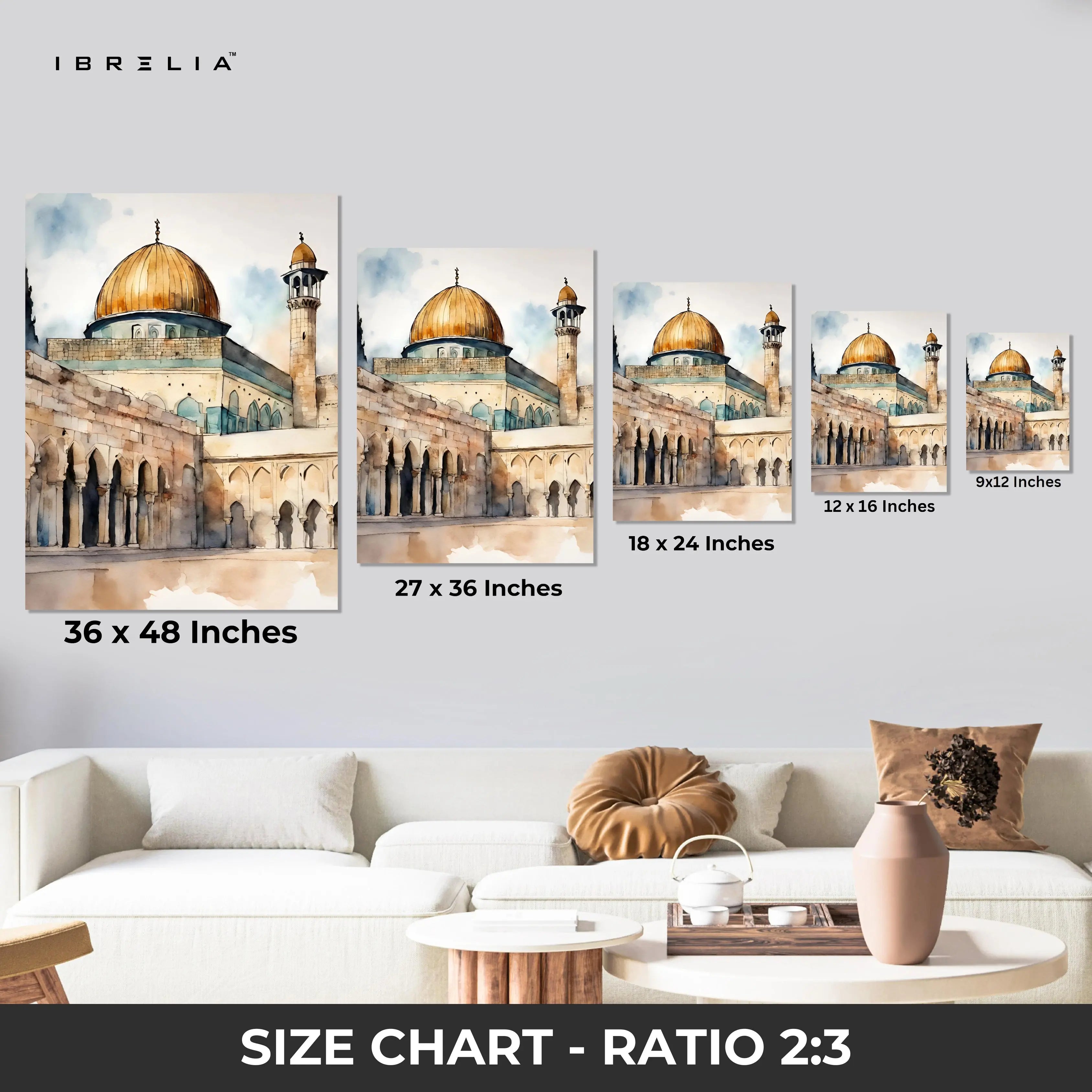 Jerusalem Golden Dome Art | 4K Ultra Wrap Frame Wall Art in Pakistan | IBRELIA™ IBRELIA