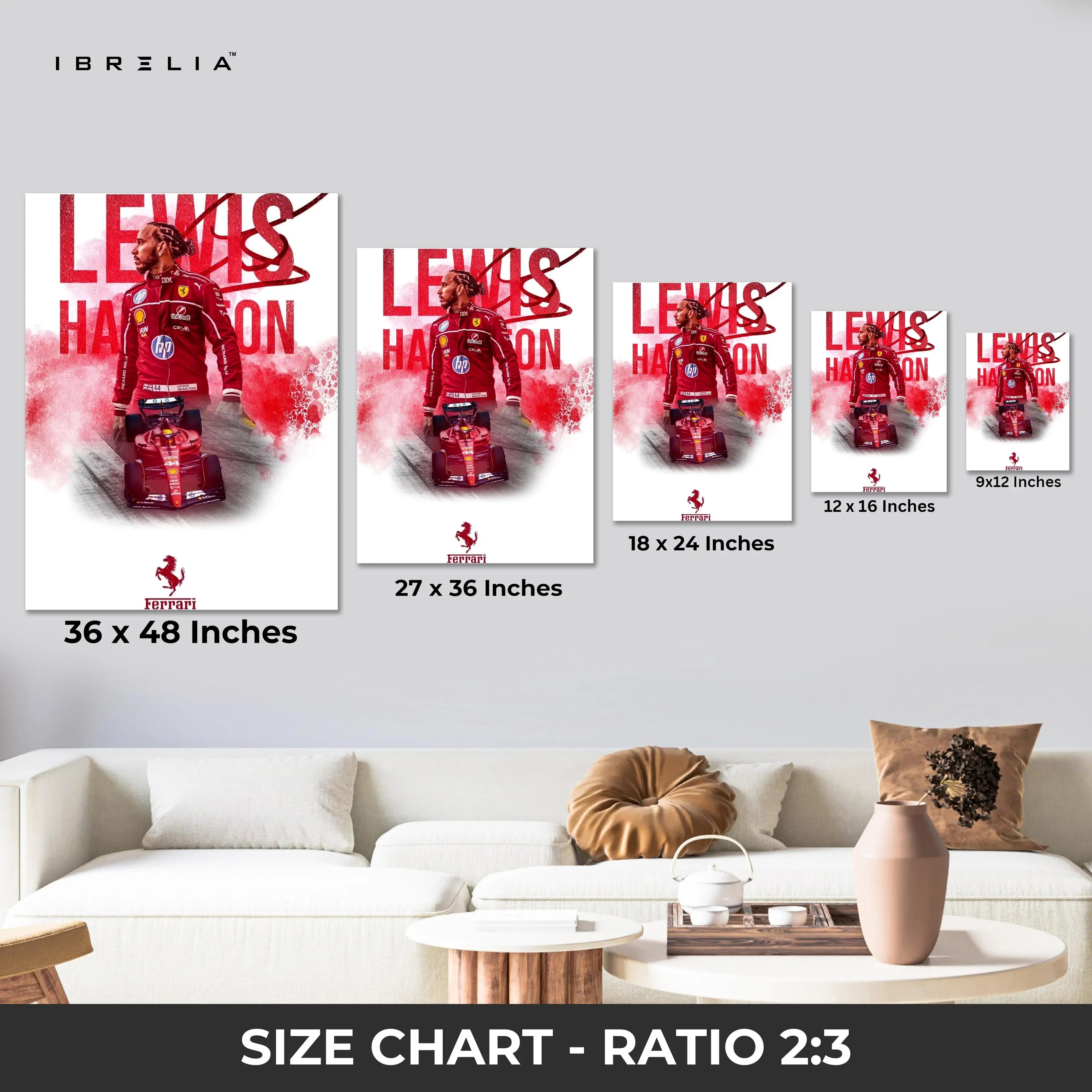 Lewis Hamilton Ferrari Legacy Wall Art – Formula 1 Racing Canvas Frame Pakistan | F1 Champion Poster | IBRELIA™ IBRELIA