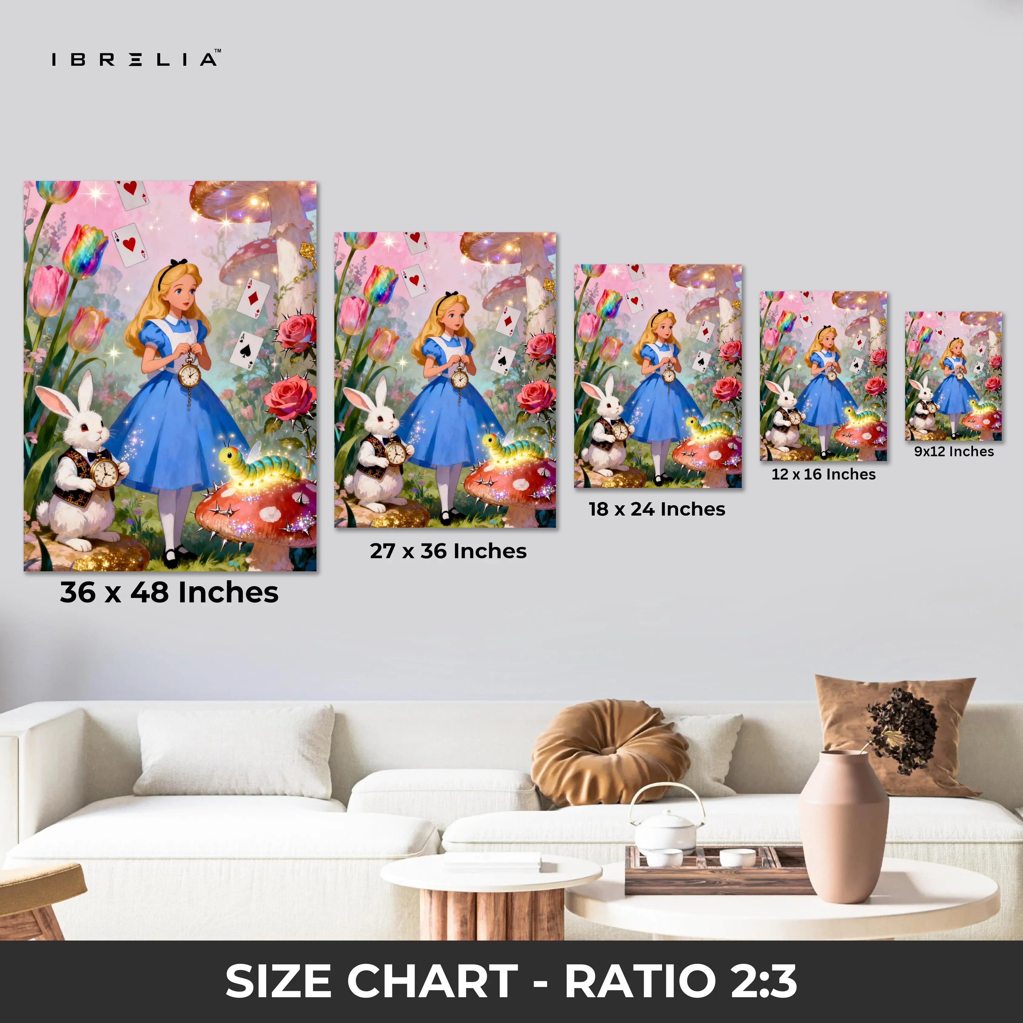 Alice in Wonderland Fantasy Garden Wall Art – Magical Story Canvas Frame | Whimsical Fairytale Decor Pakistan | IBRELIA™ IBRELIA