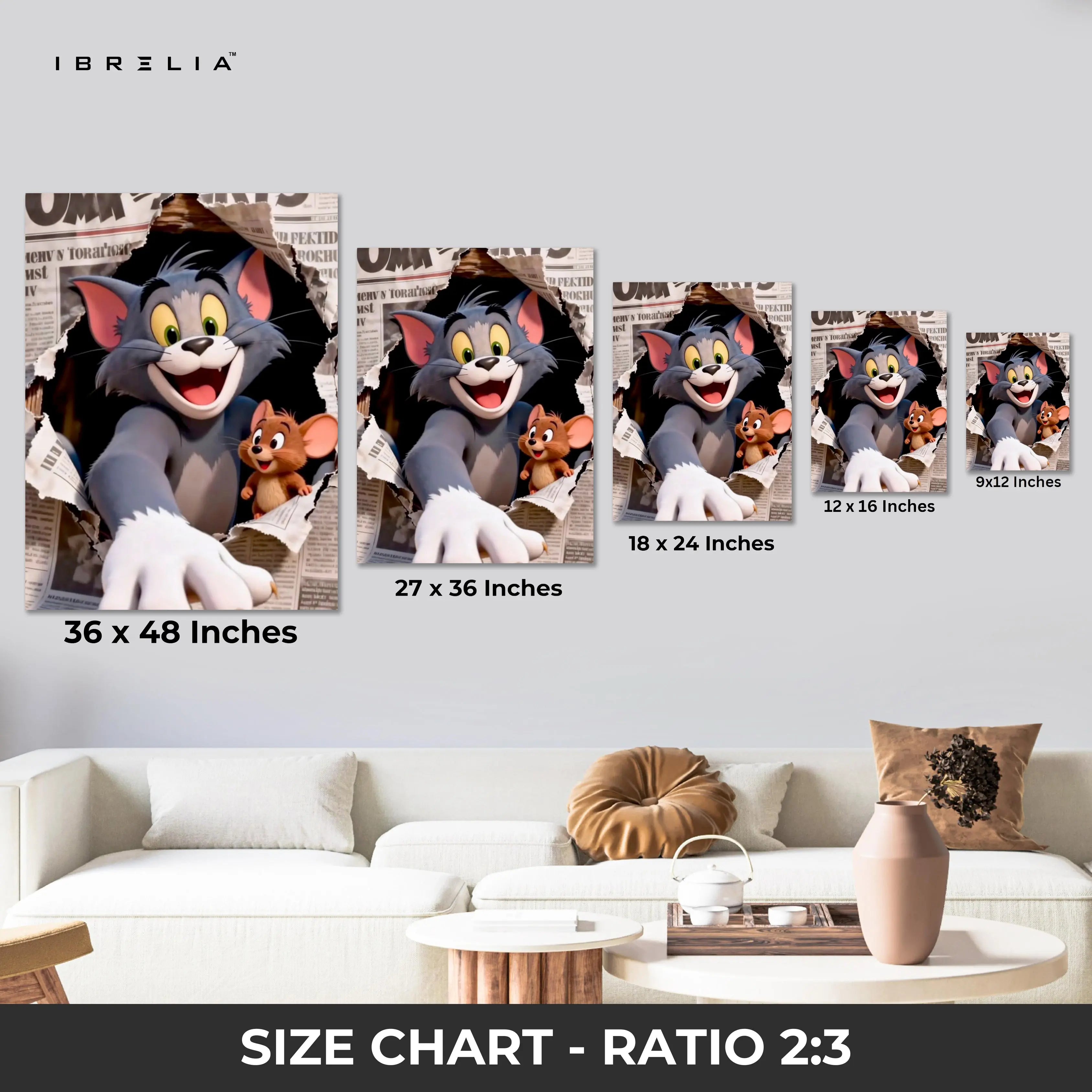Cat & Mouse Chase Wall Art – Playful Chaos Canvas Frame | Cartoon Duo Scene Decor Pakistan | IBRELIA™ IBRELIA