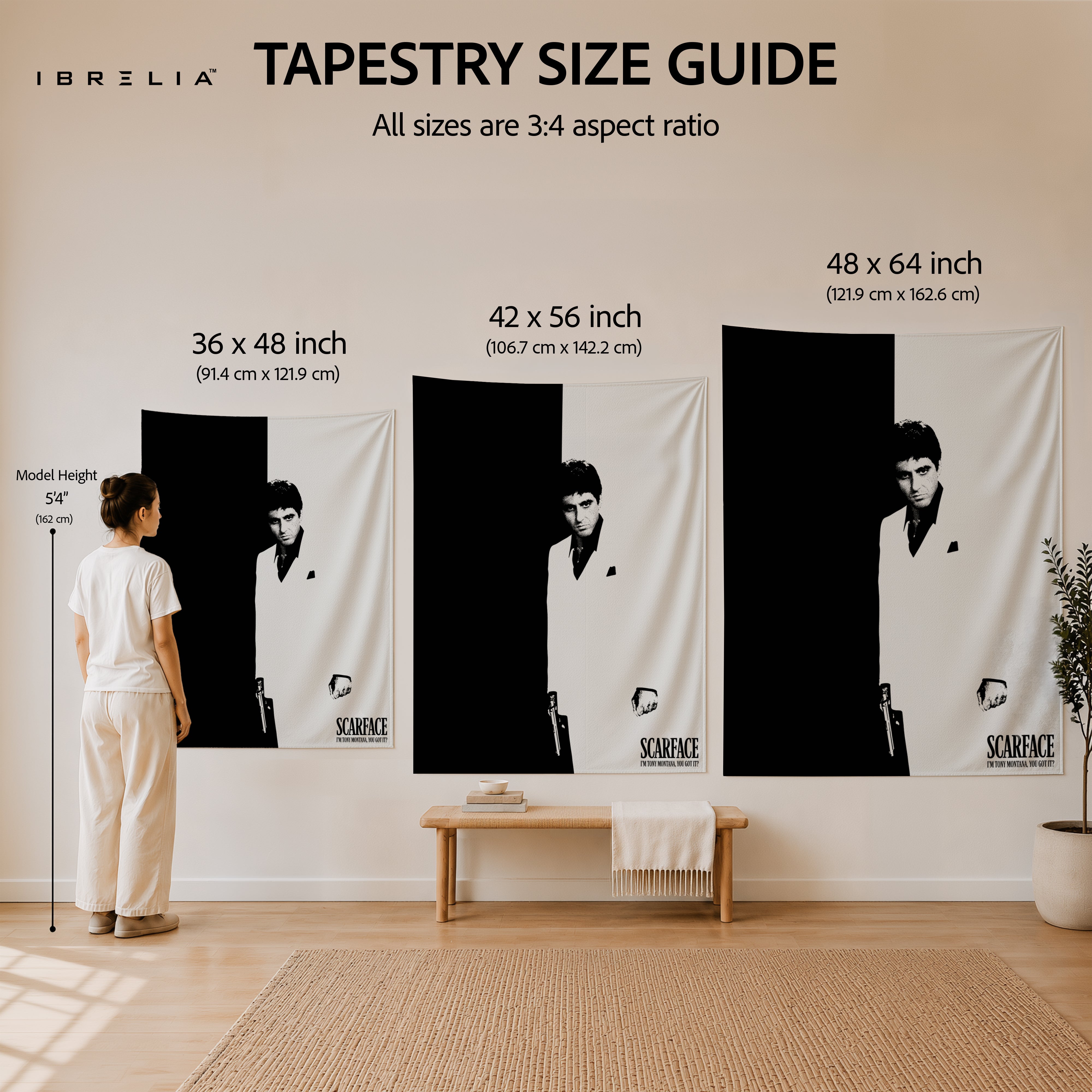 Scarface Tony Montana Black & White Wall Tapestry – Premium Movie Wall Hanging & Home Decor in Pakistan