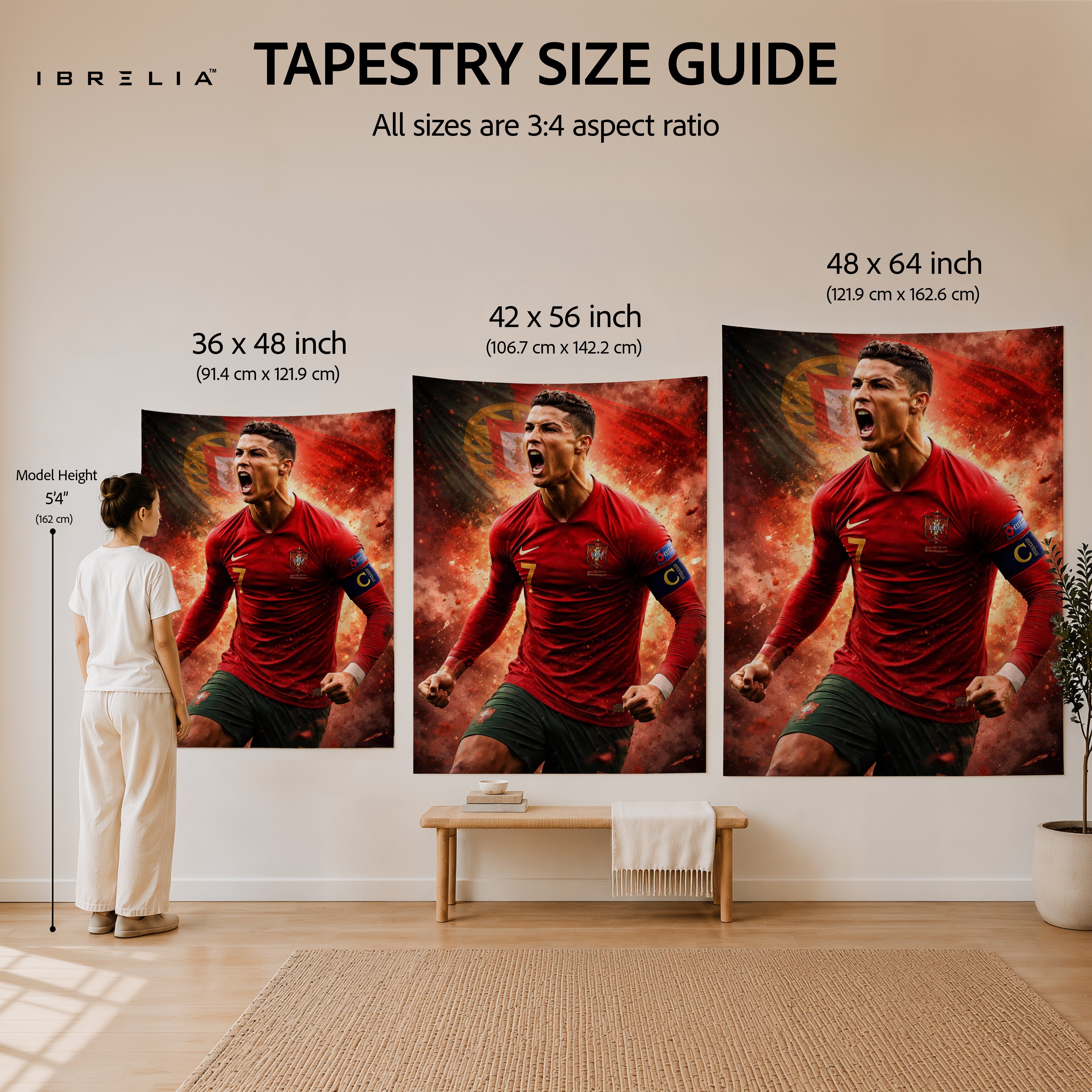 Cristiano Ronaldo Portugal Wall Tapestry | Premium Heavyweight Jute Fabric Wall Hanging