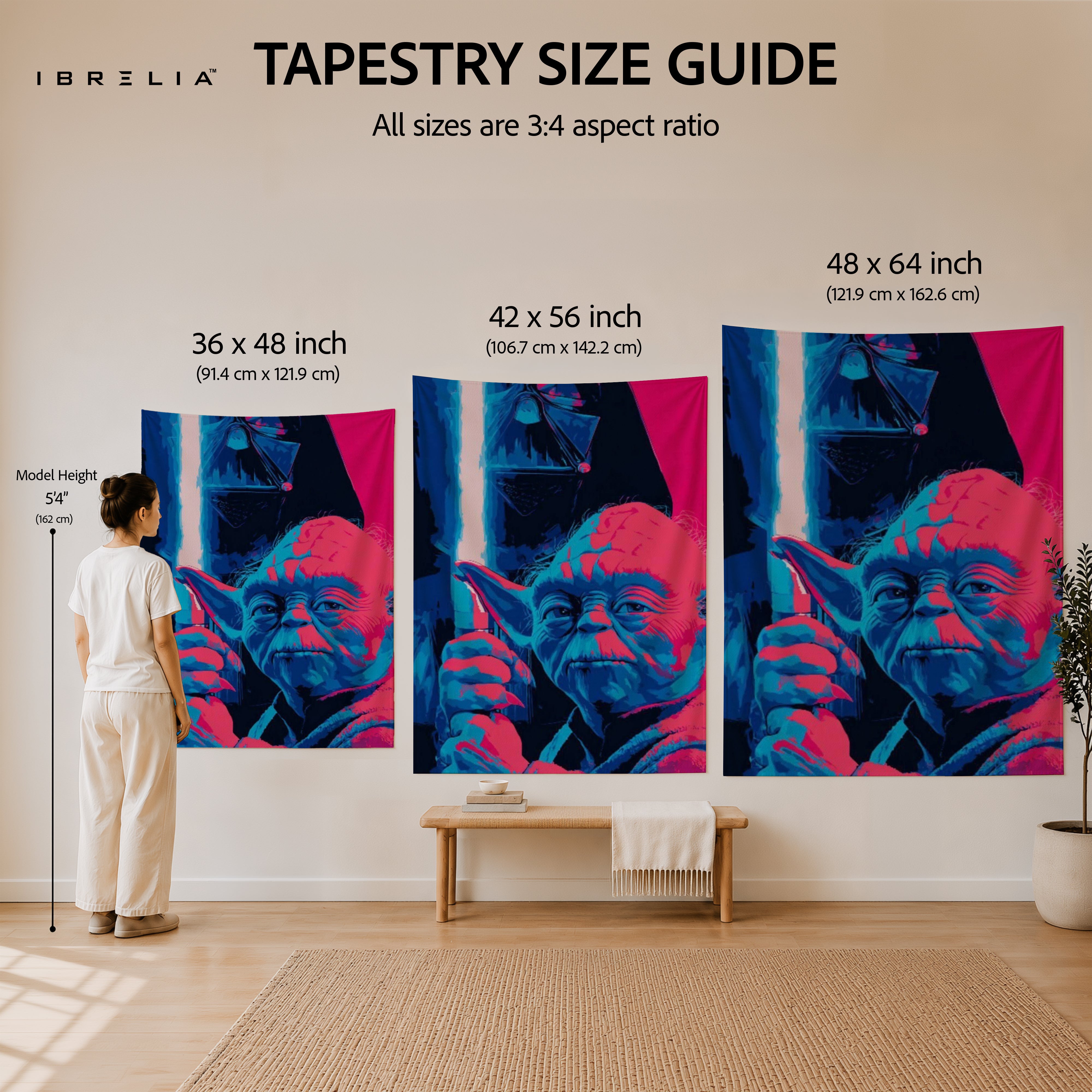 Yoda & Darth Vader Neon Pop Art Wall Tapestry – Star Wars Sci-Fi Wall Hanging
