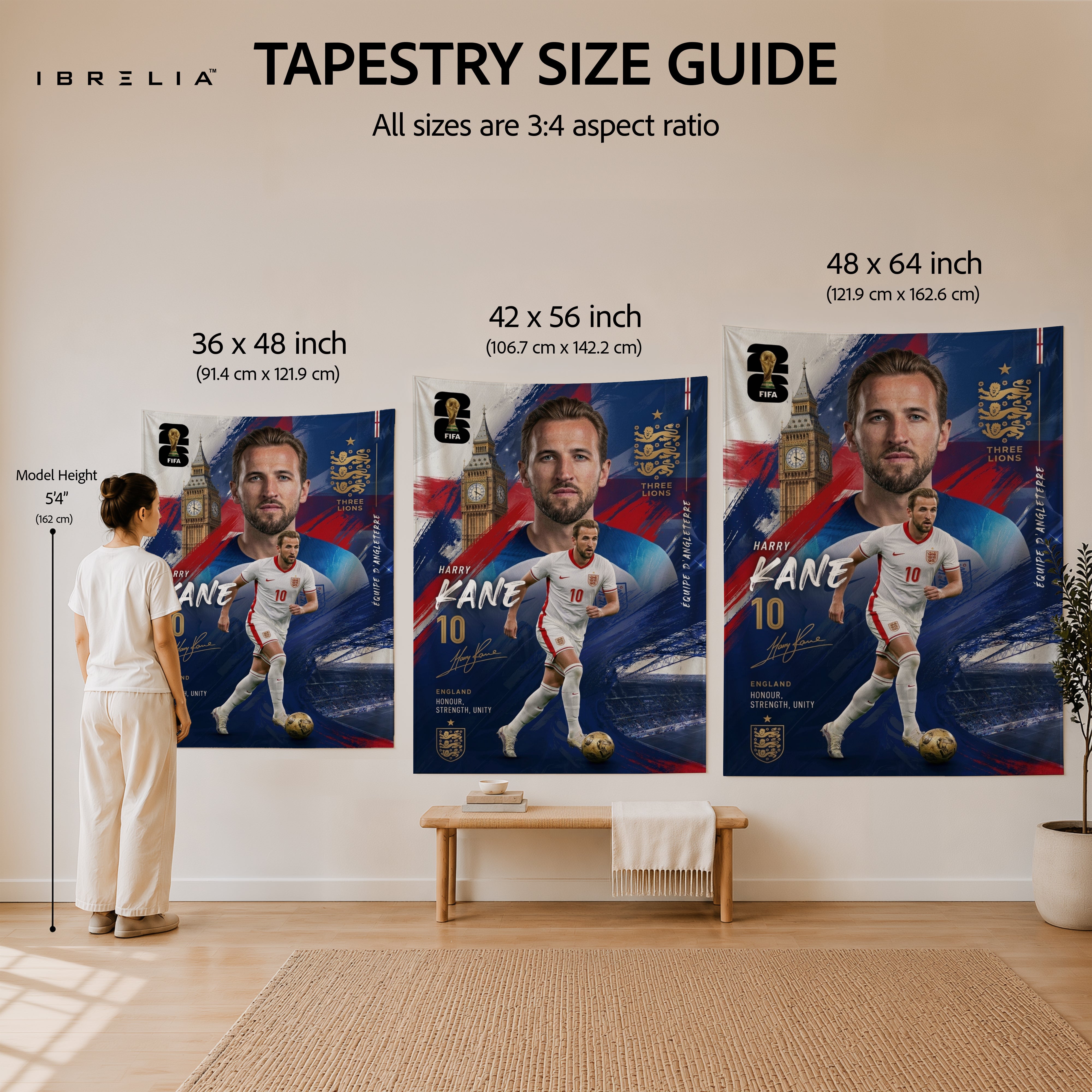 Harry Kane England Champion Edition Wall Tapestry | Premium Heavyweight Jute Fabric Wall Hanging
