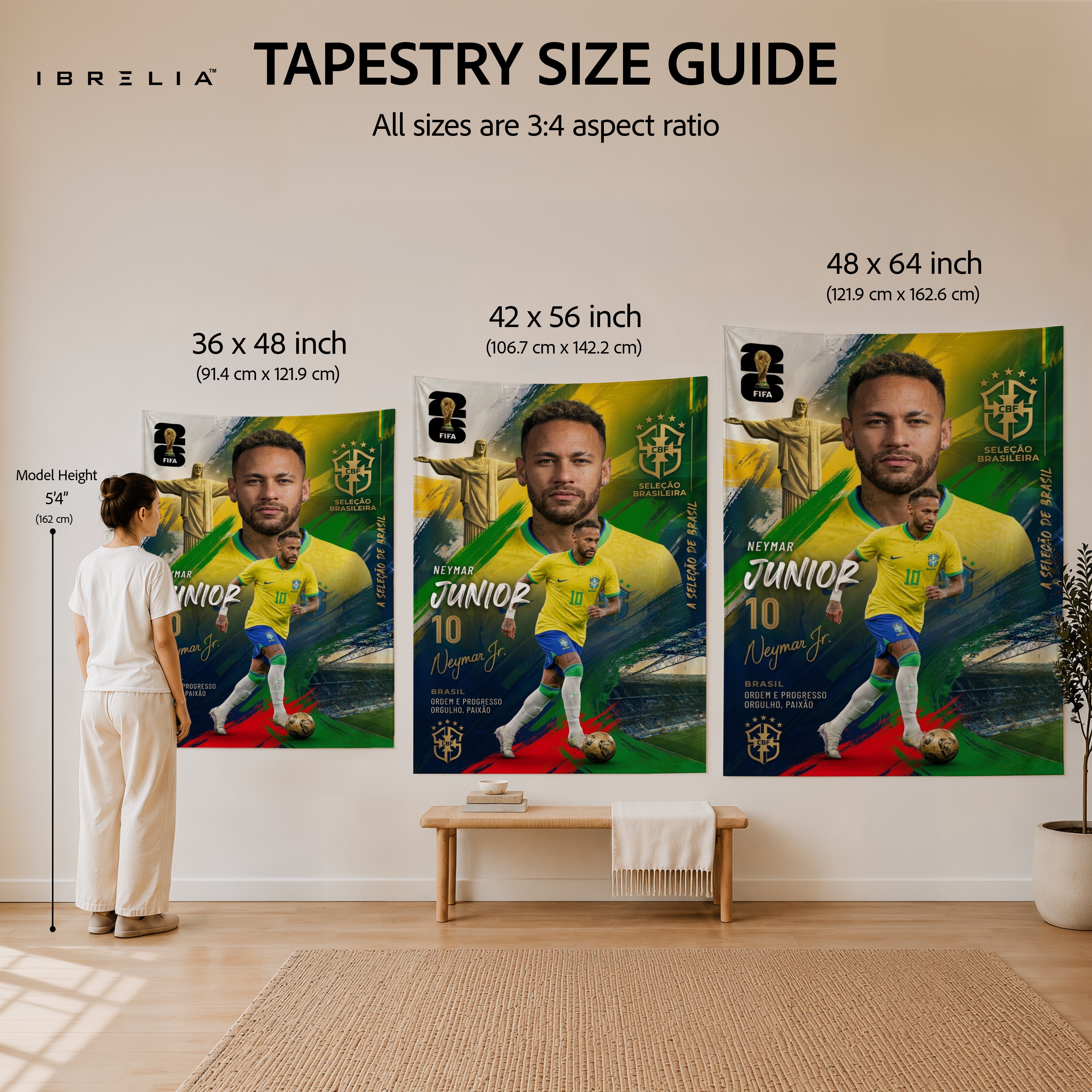 Neymar Jr Brazil Champion Edition Wall Tapestry | Premium Heavyweight Jute Fabric Wall Hanging