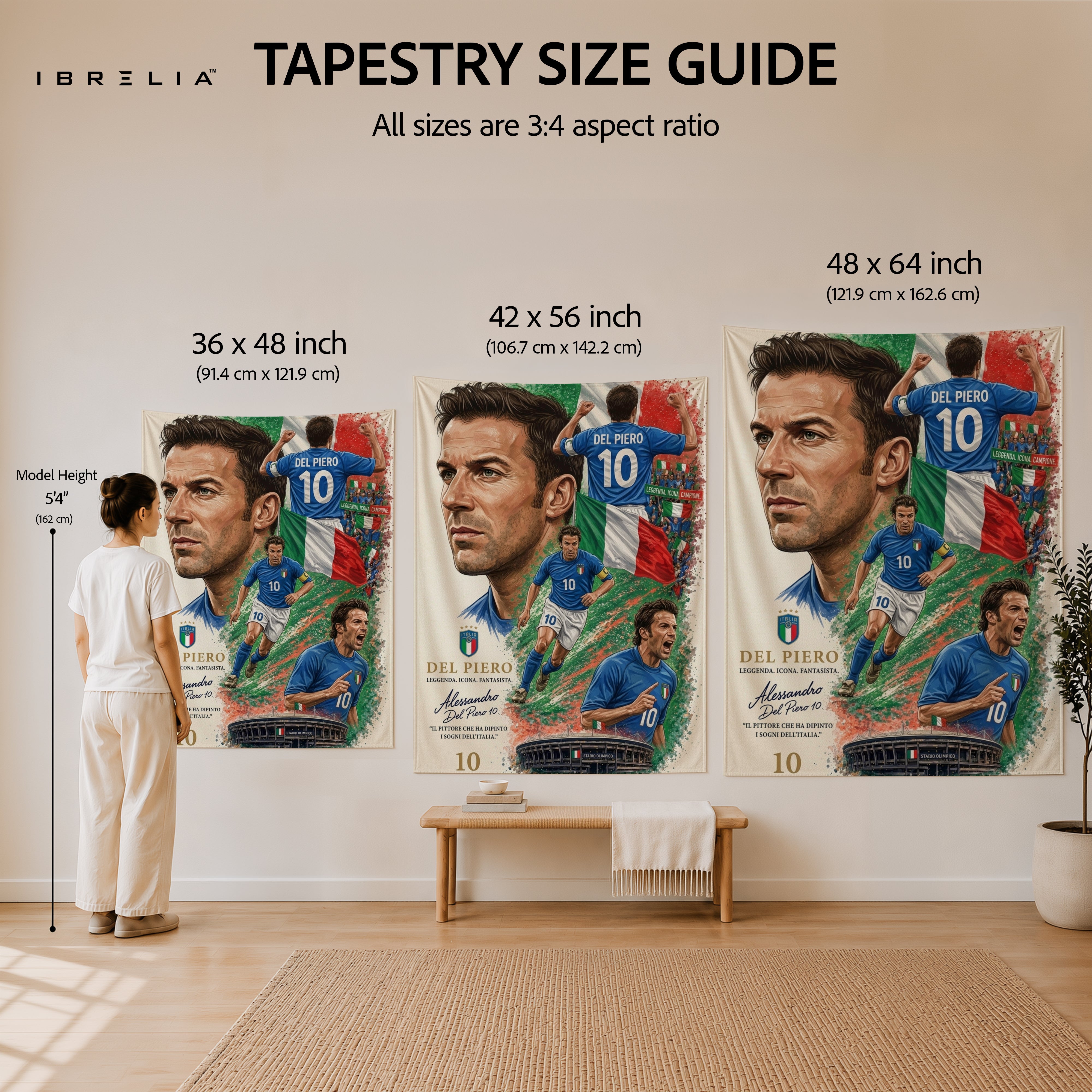 Alessandro Del Piero Italy Legend Wall Tapestry | Premium Heavyweight Jute Fabric Wall Hanging