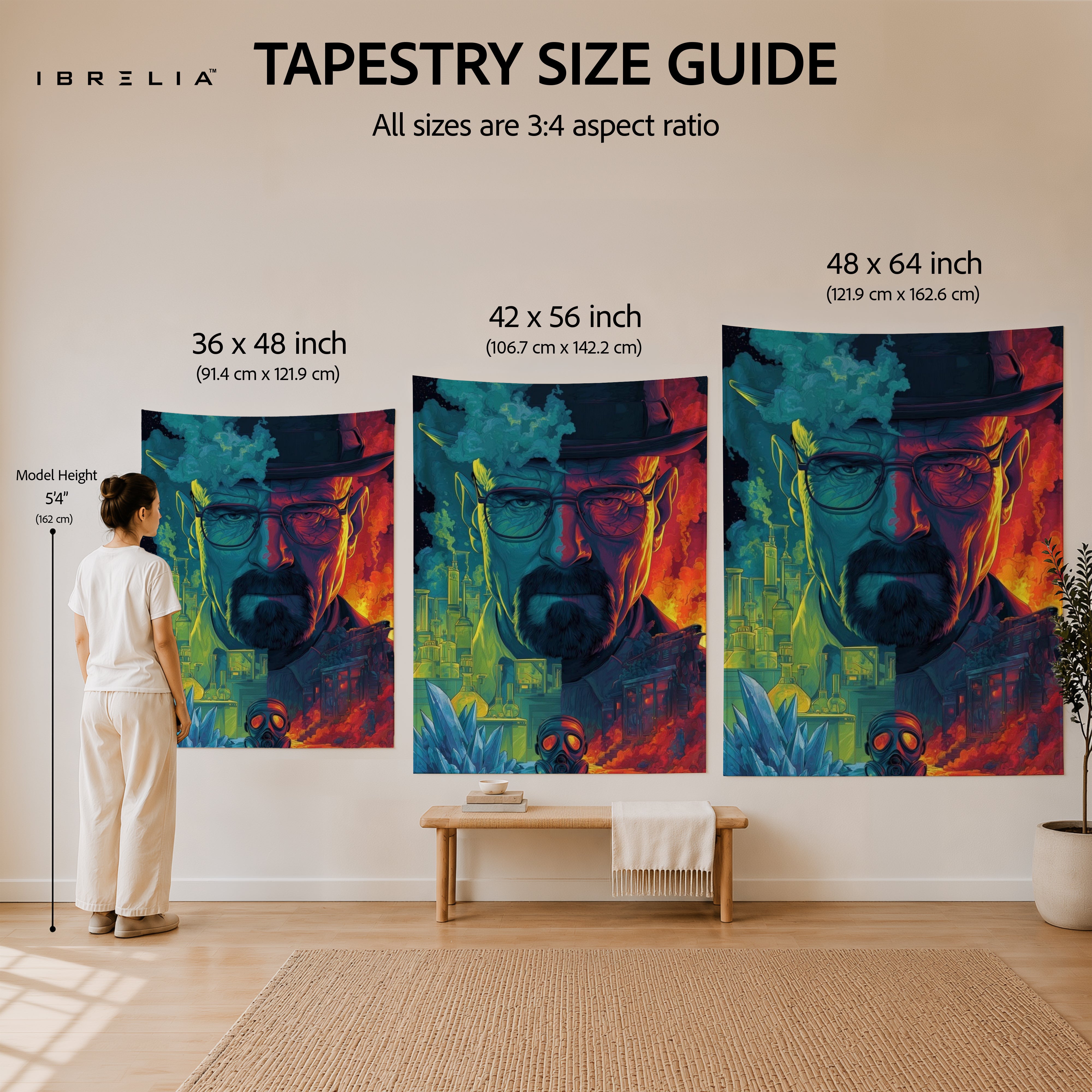 Breaking Bad Heisenberg Neon Portrait Wall Tapestry – Walter White TV Series Artwork