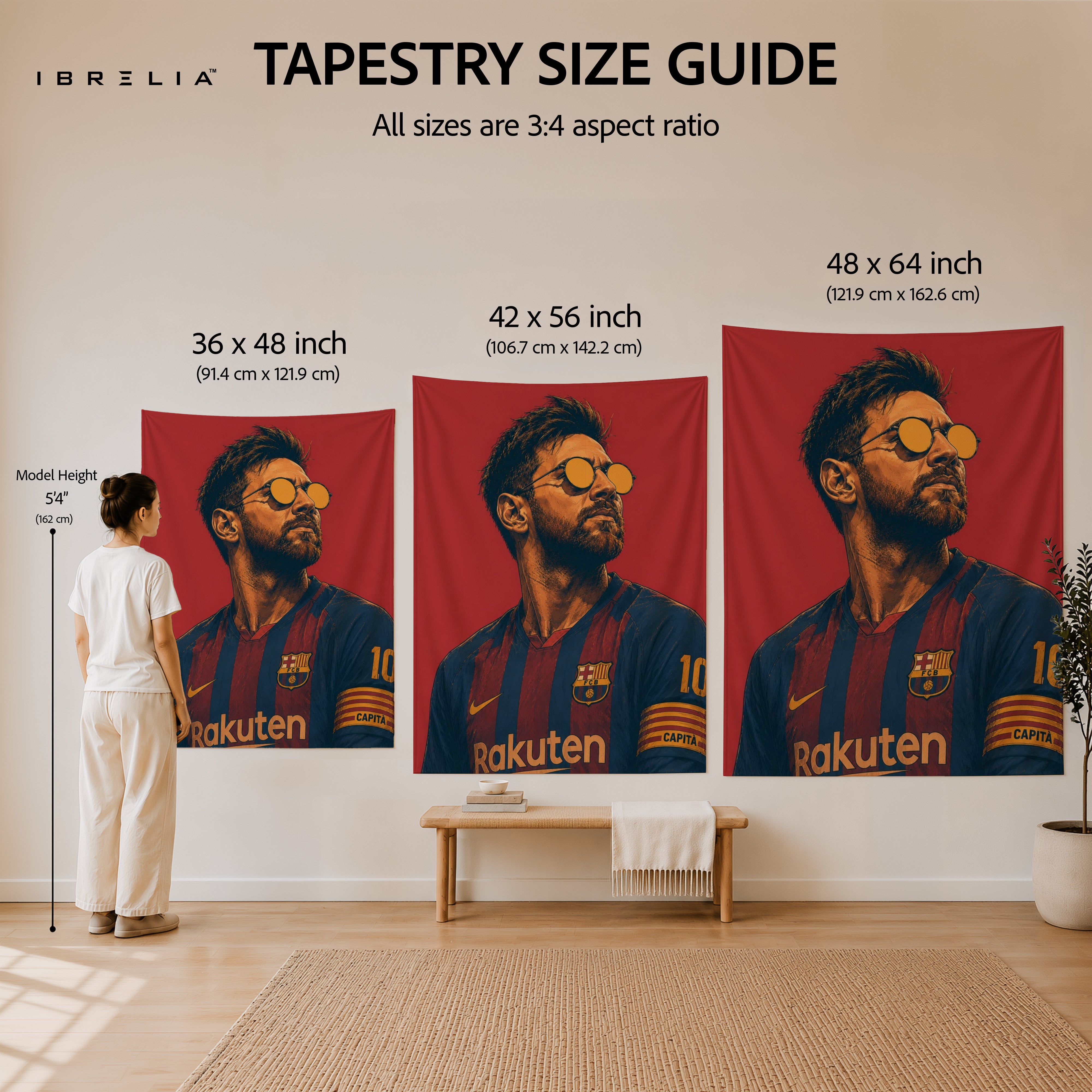 Lionel Messi Barcelona Wall Tapestry | Premium Heavyweight Jute Fabric Wall Hanging