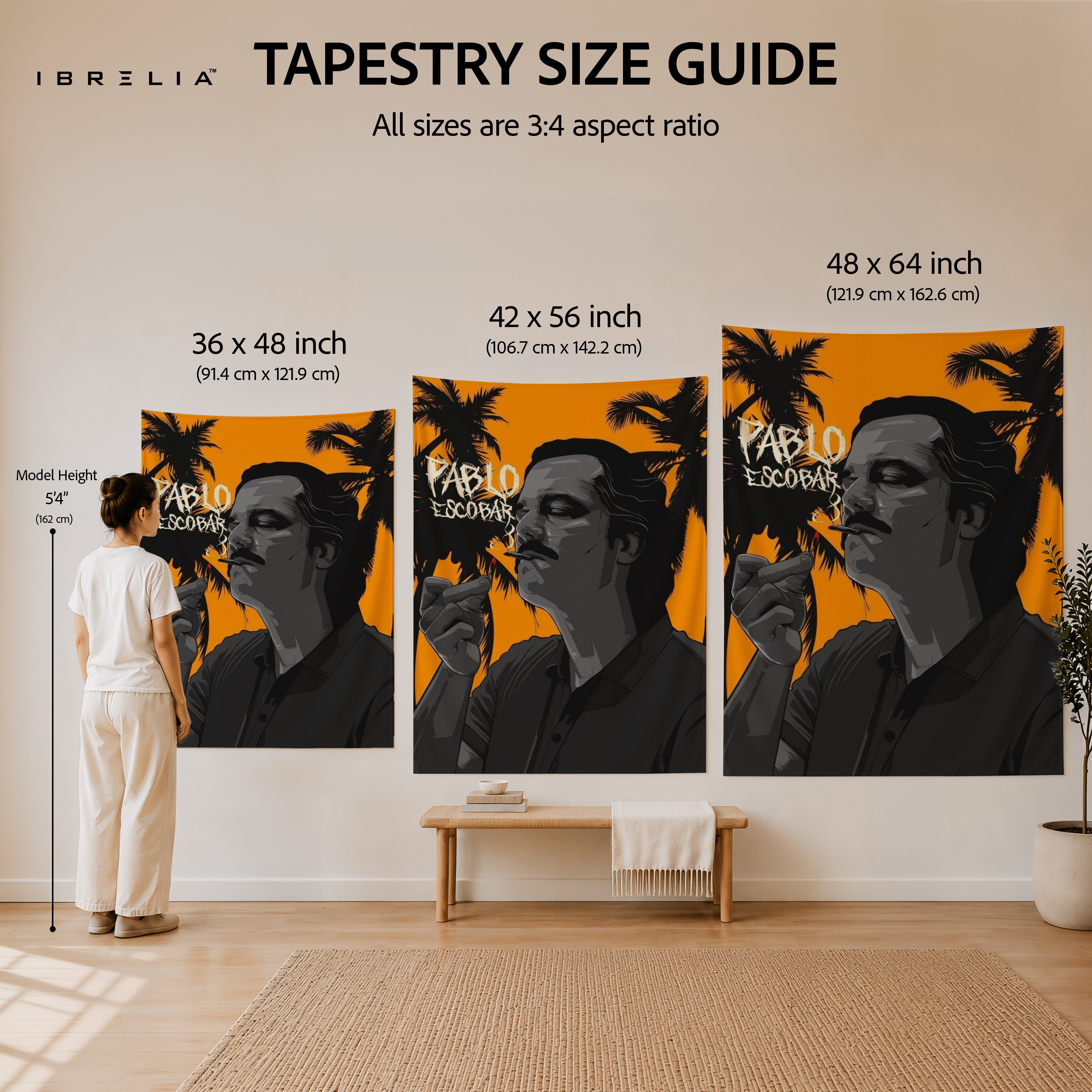 Pablo Escobar Portrait Wall Tapestry | Premium Heavyweight Jute Fabric Wall Hanging