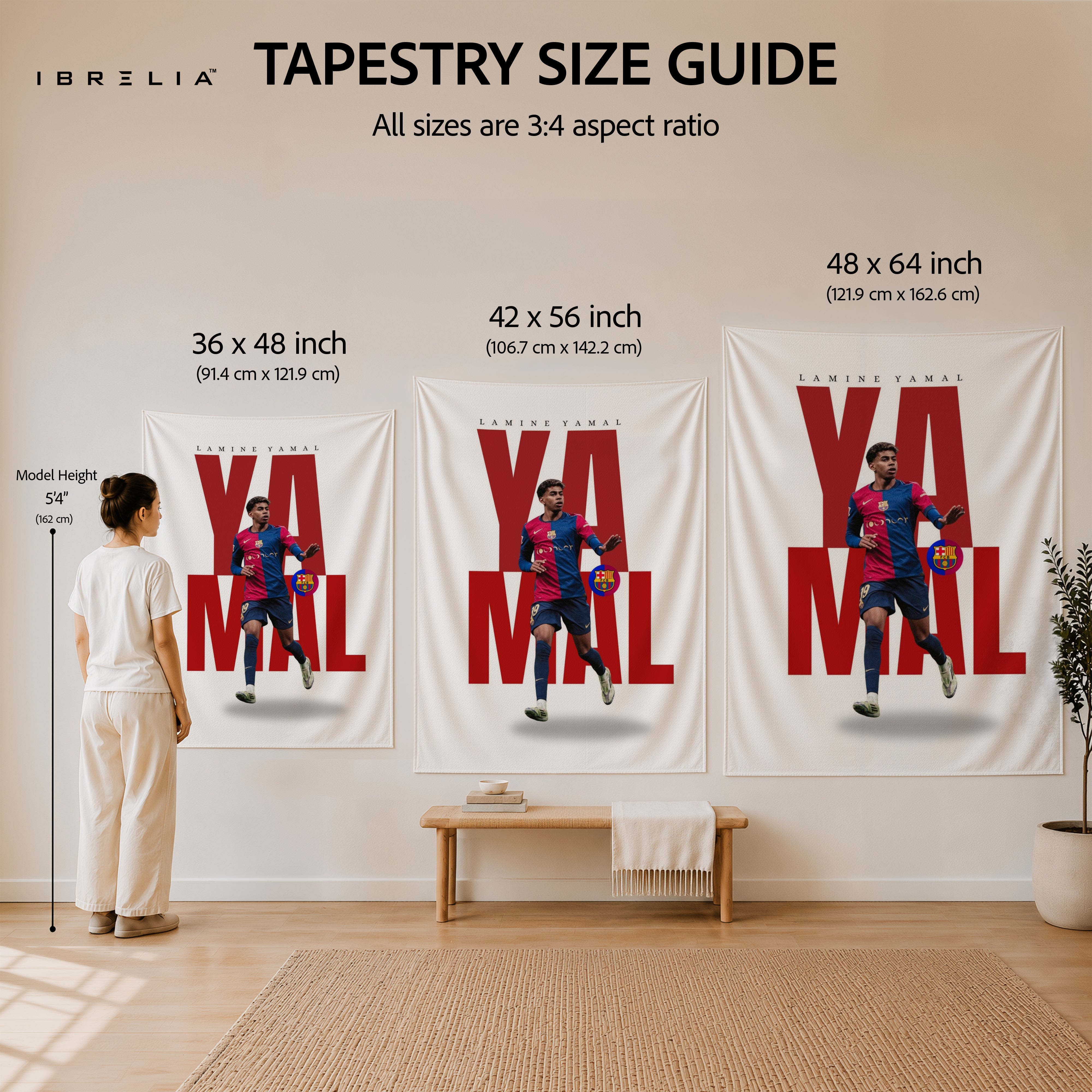 Lamine Yamal Typography FC Barcelona Wall Tapestry | Premium Heavyweight Jute Fabric Wall Hanging