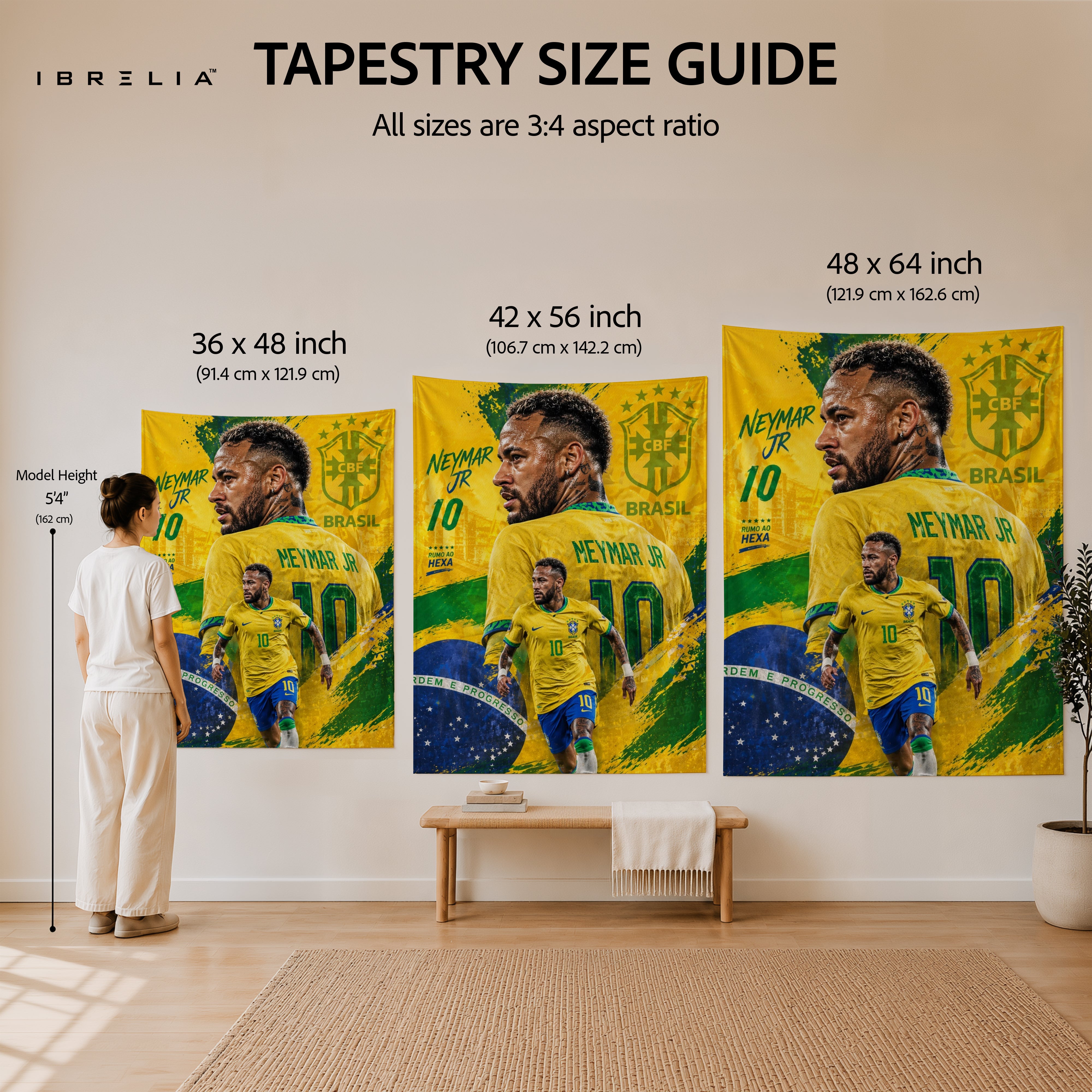 Neymar Brazil Collage Wall Tapestry | Premium Heavyweight Jute Fabric Wall Hanging