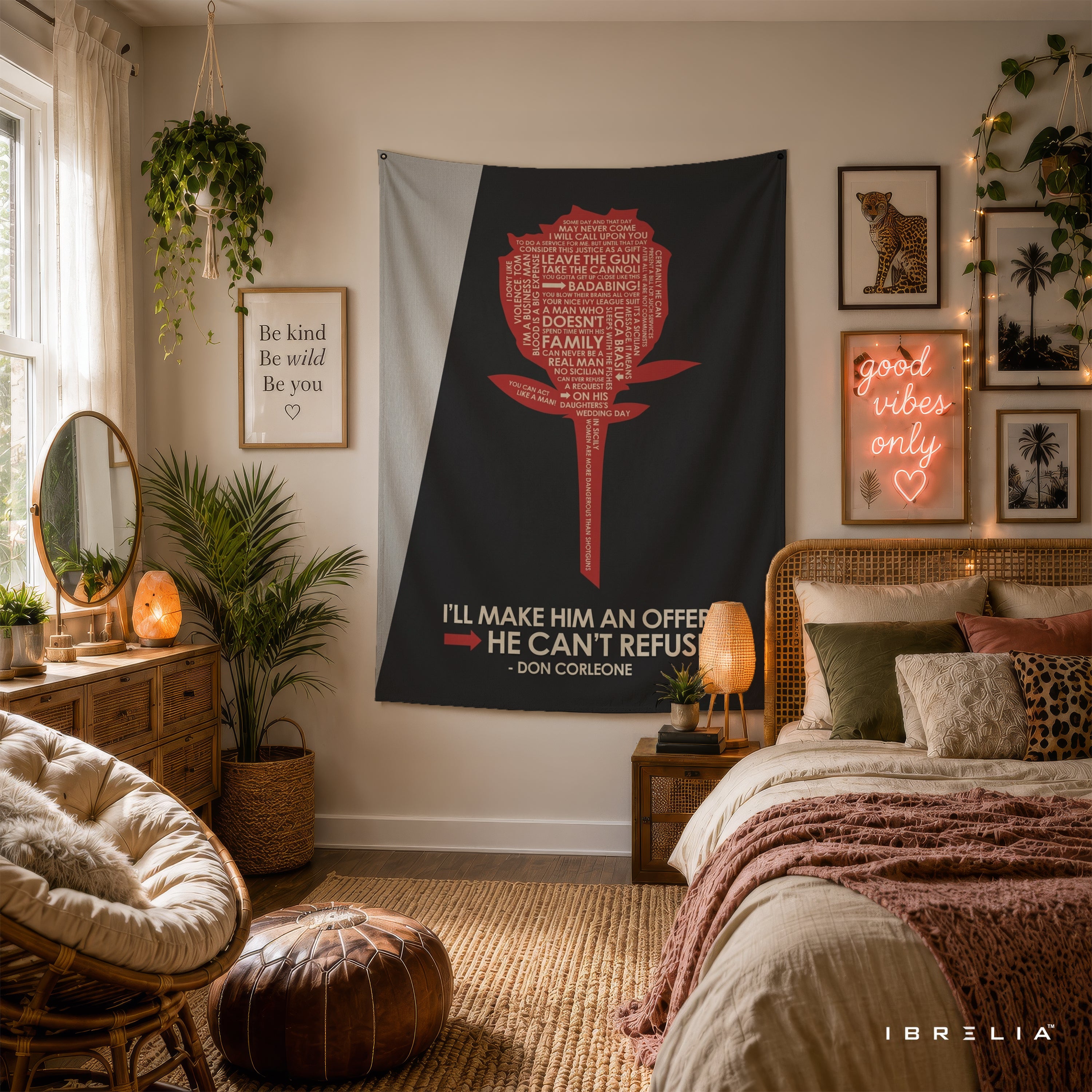 The Godfather Quote Rose Wall Tapestry – Premium Movie Wall Hanging & Home Decor in Pakistan