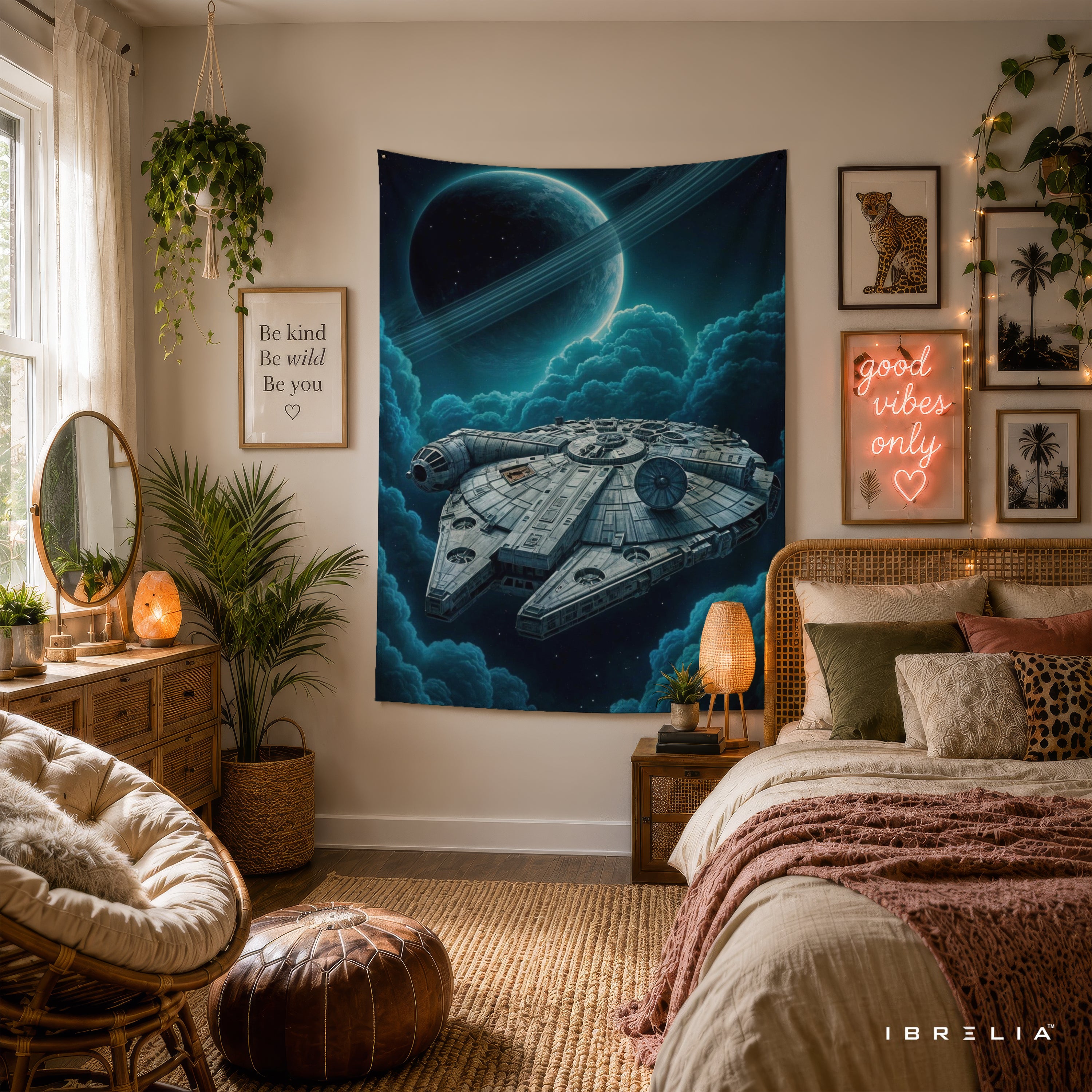 Millennium Falcon Space Adventure Wall Tapestry – Galactic Sci-Fi Wall Hanging