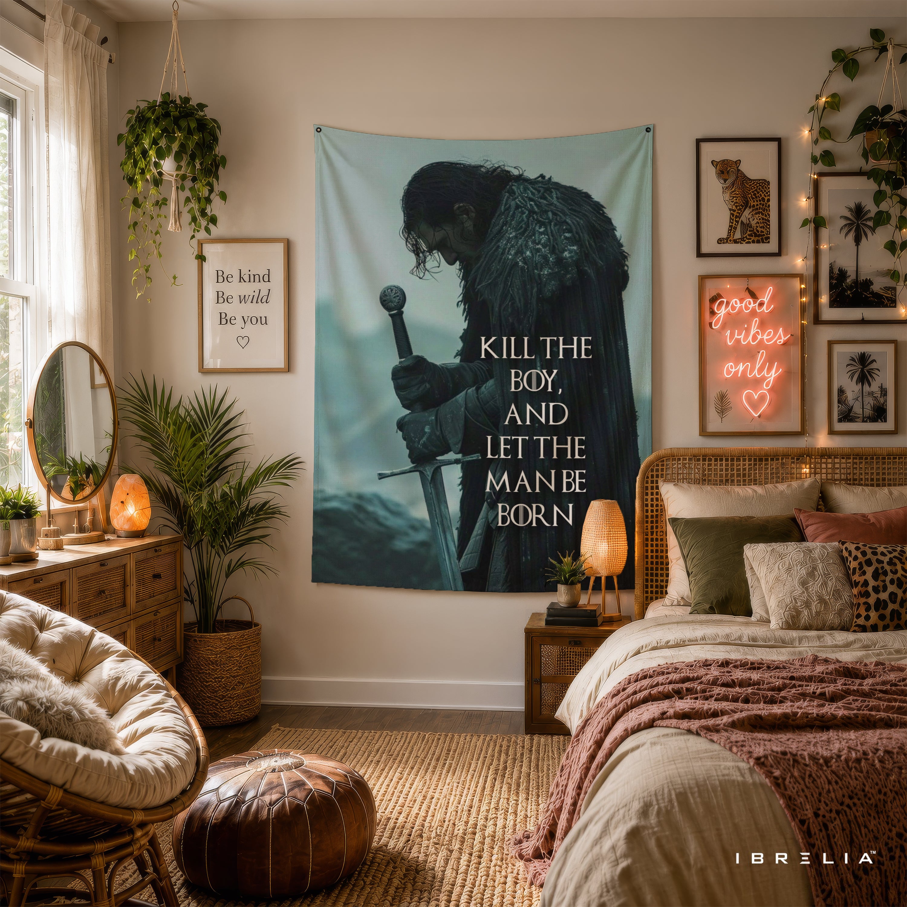 Kill the Boy Quote Game of Thrones Wall Tapestry | Premium Heavyweight Jute Fabric Wall Hanging