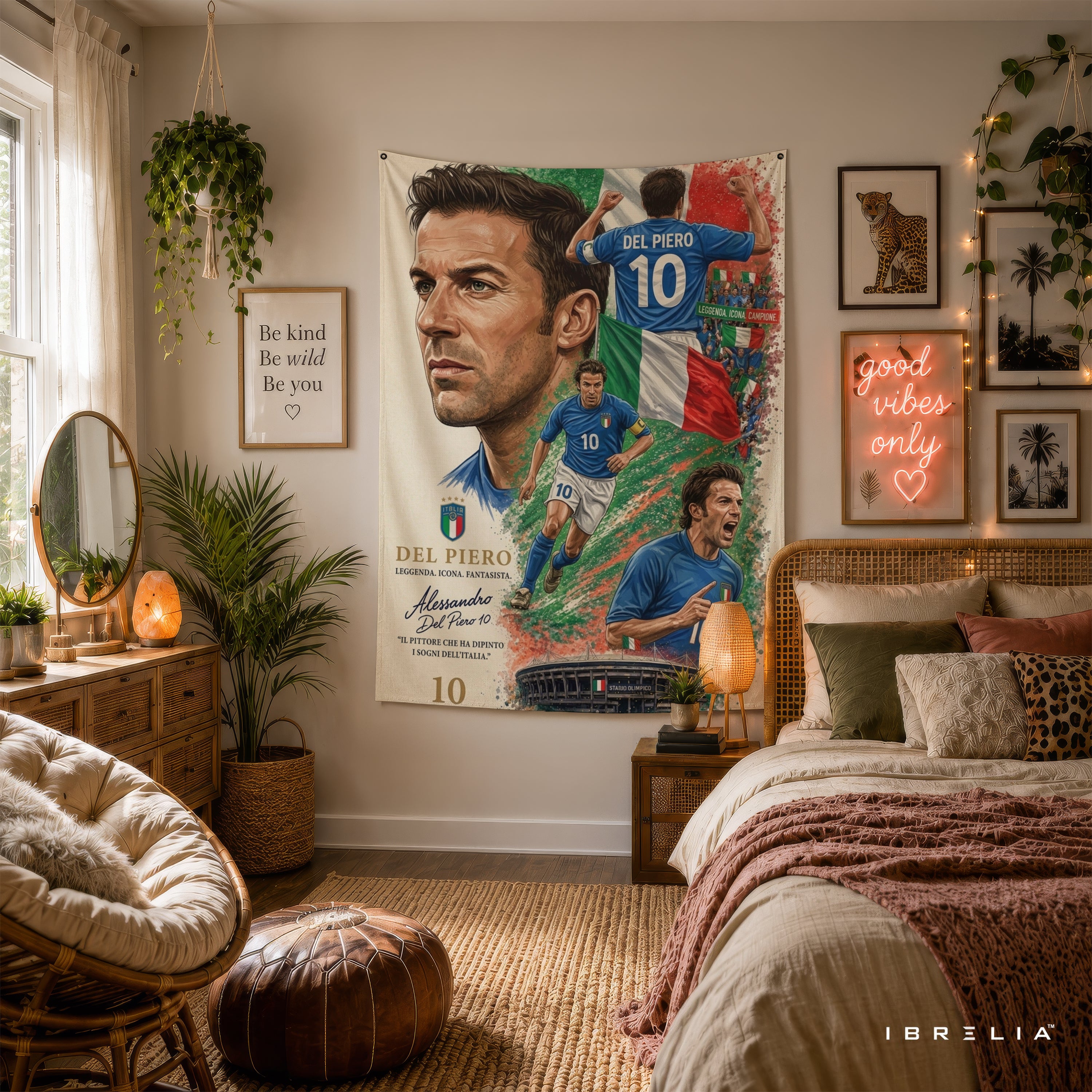 Alessandro Del Piero Italy Legend Wall Tapestry | Premium Heavyweight Jute Fabric Wall Hanging