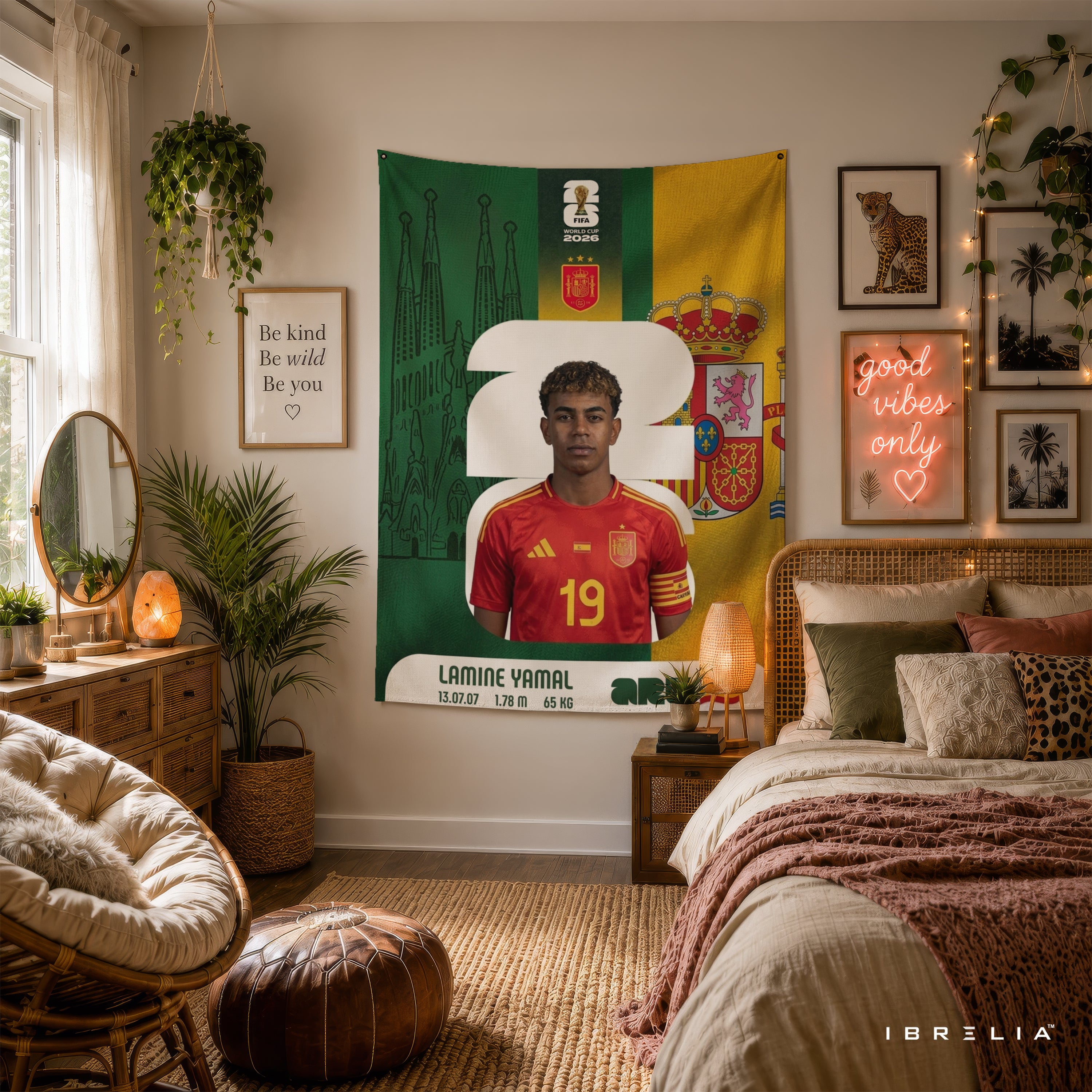 Lamine Yamal Spain World Cup 2026 Wall Tapestry | Premium Heavyweight Jute Fabric Wall Hanging