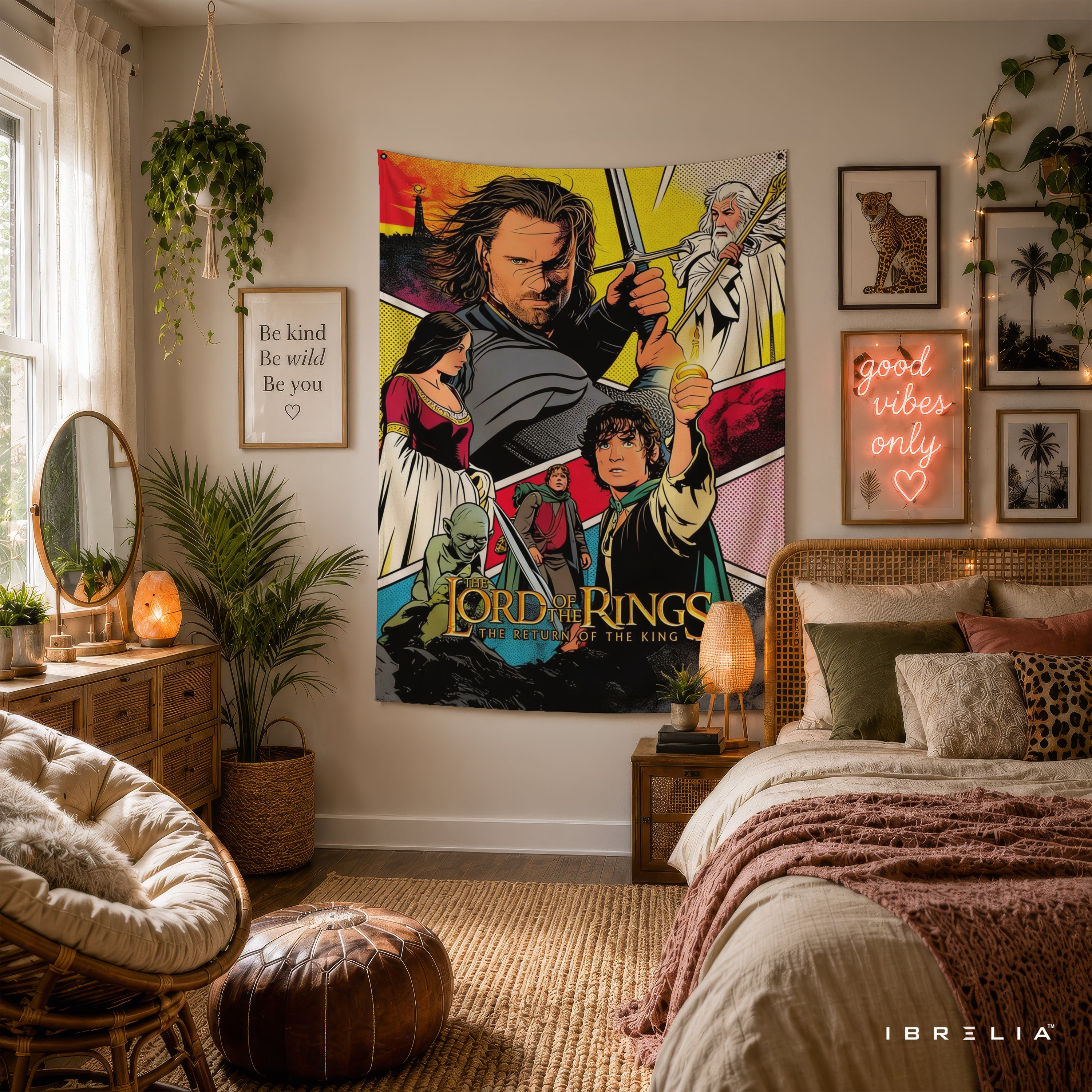 The Lord of the Rings Comic Style Wall Tapestry – Fantasy Adventure Wall Hanging