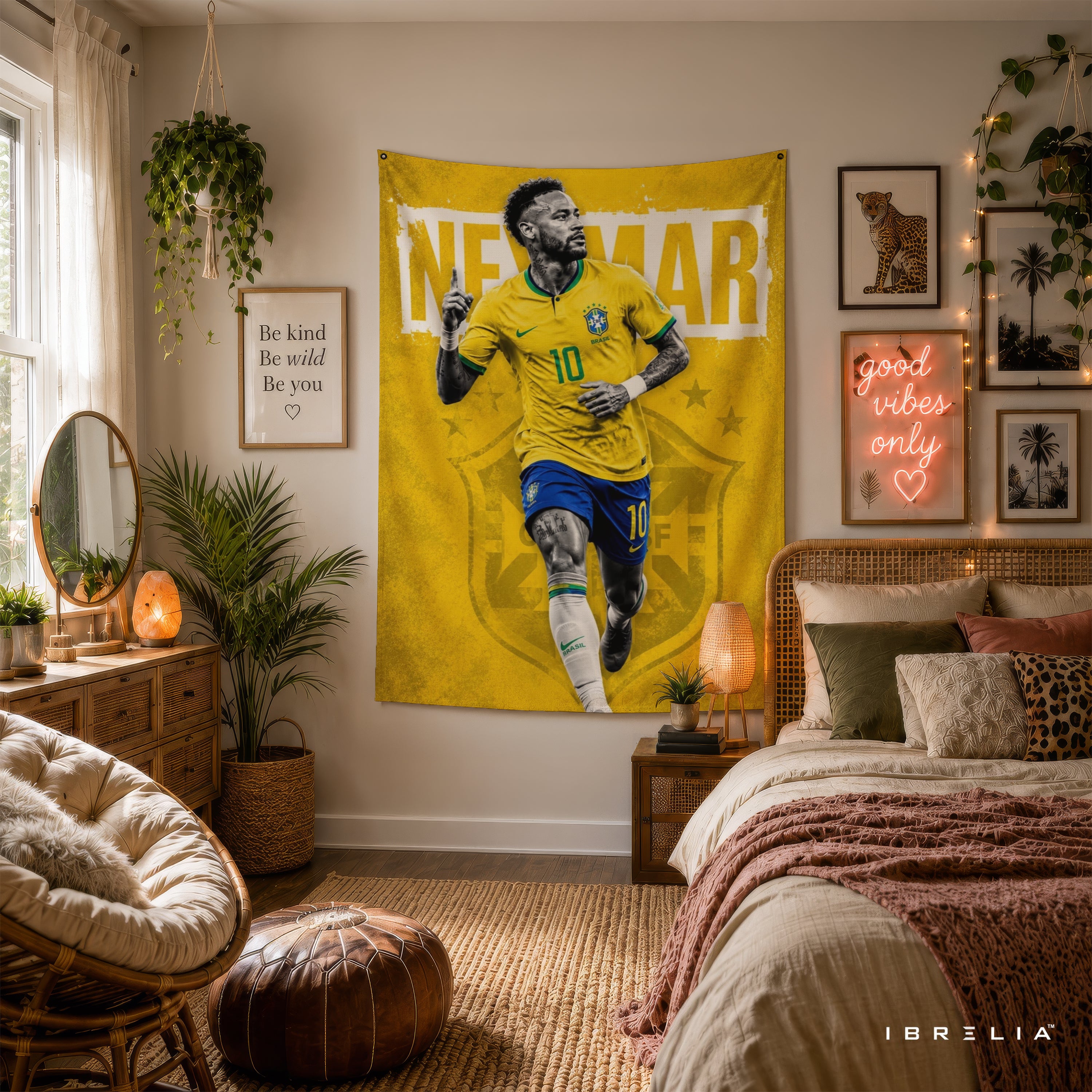 Neymar Brazil Legacy Wall Tapestry | Premium Heavyweight Jute Fabric Wall Hanging