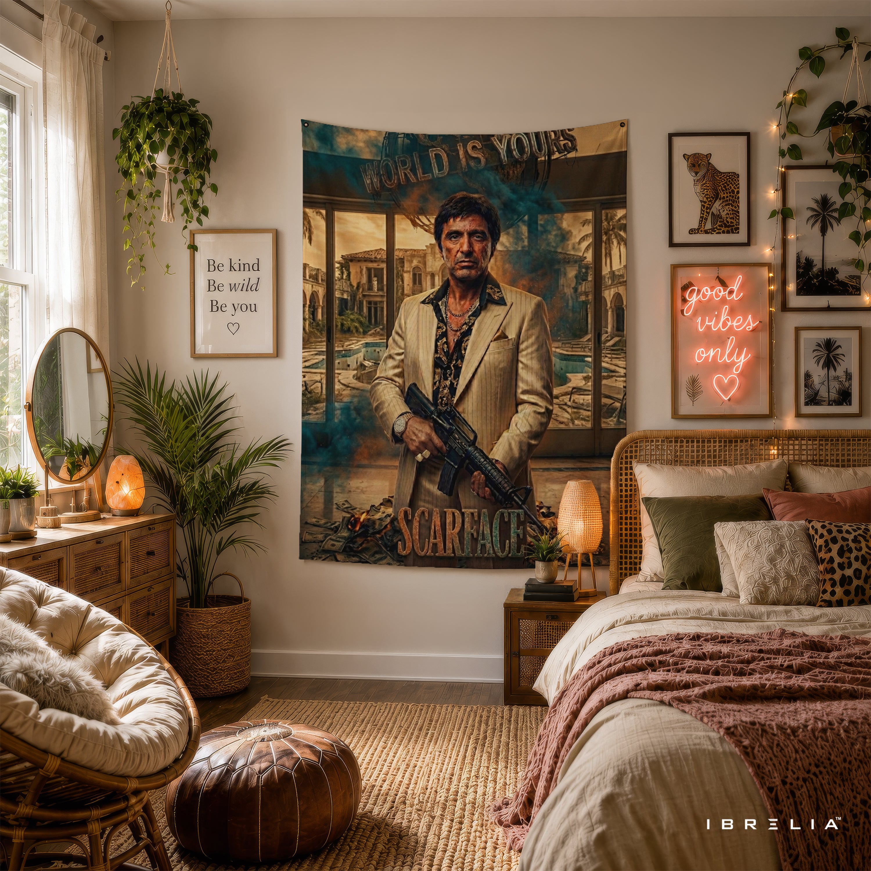 Scarface Tony Montana World Is Yours Wall Tapestry – Premium Movie Wall Hanging & Home Decor in Pakistan