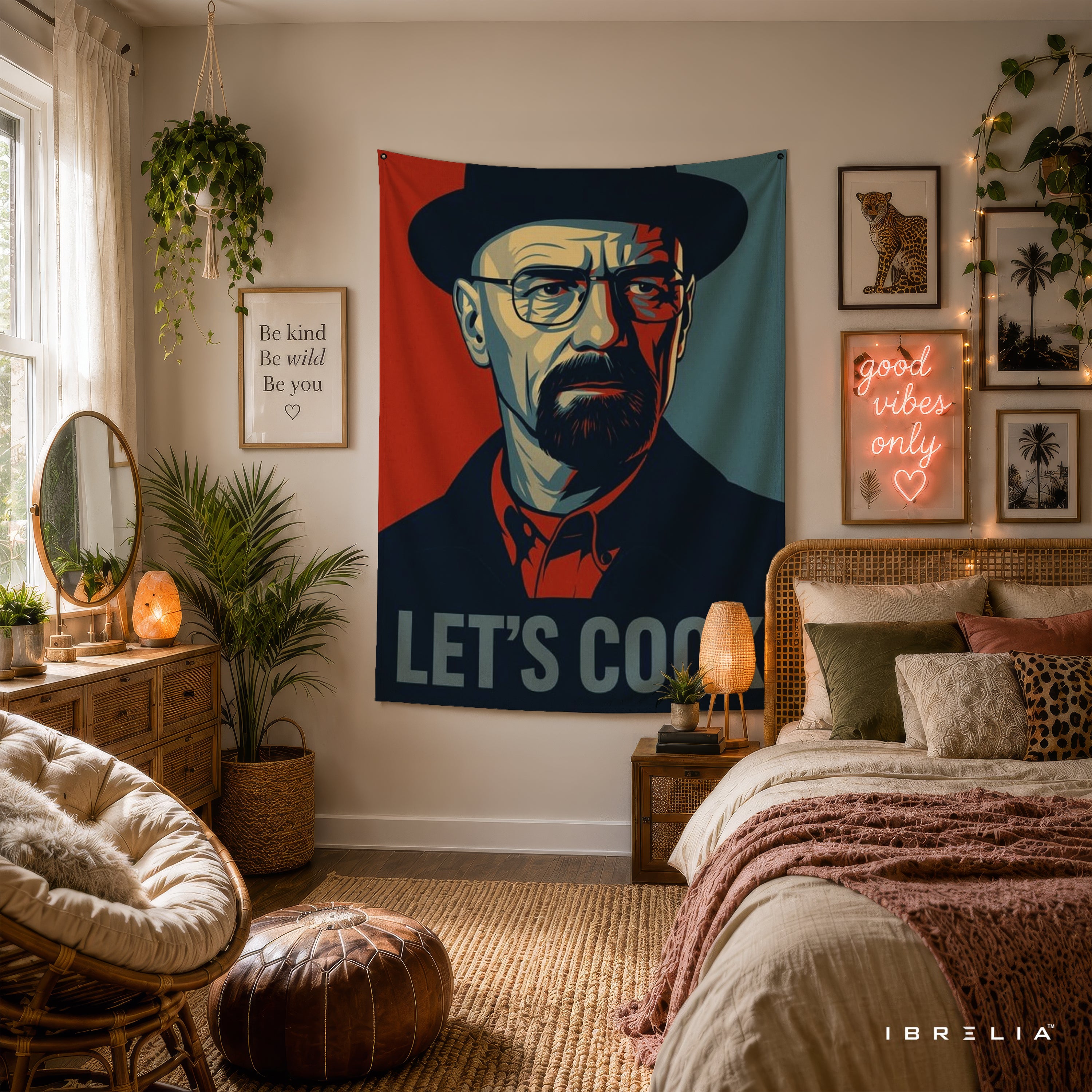 Breaking Bad Heisenberg "Let's Cook" Wall Tapestry – Minimalist Walter White Artwork