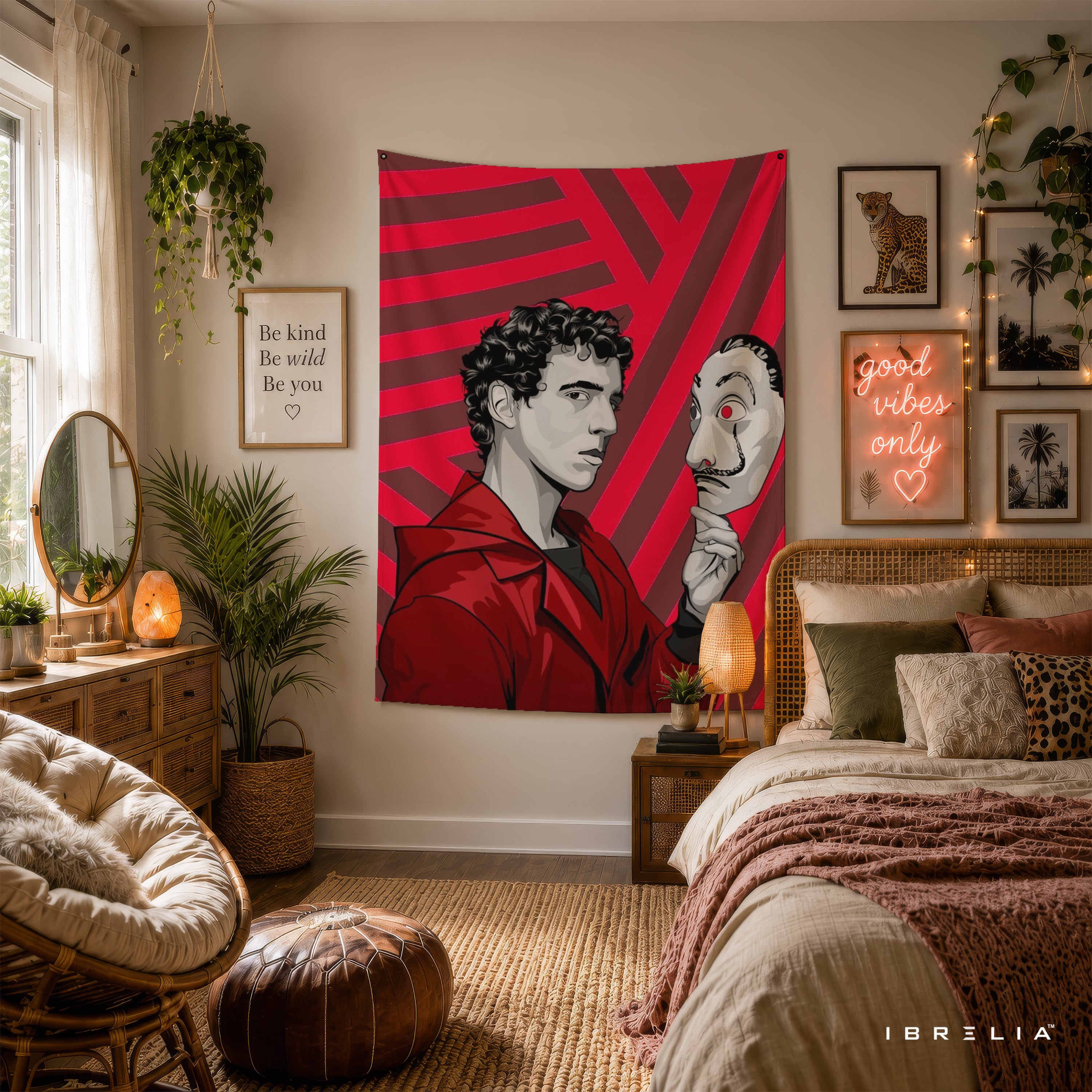 Rio & Salvador Dalí Mask Wall Tapestry | Premium Heavyweight Jute Fabric Wall Hanging