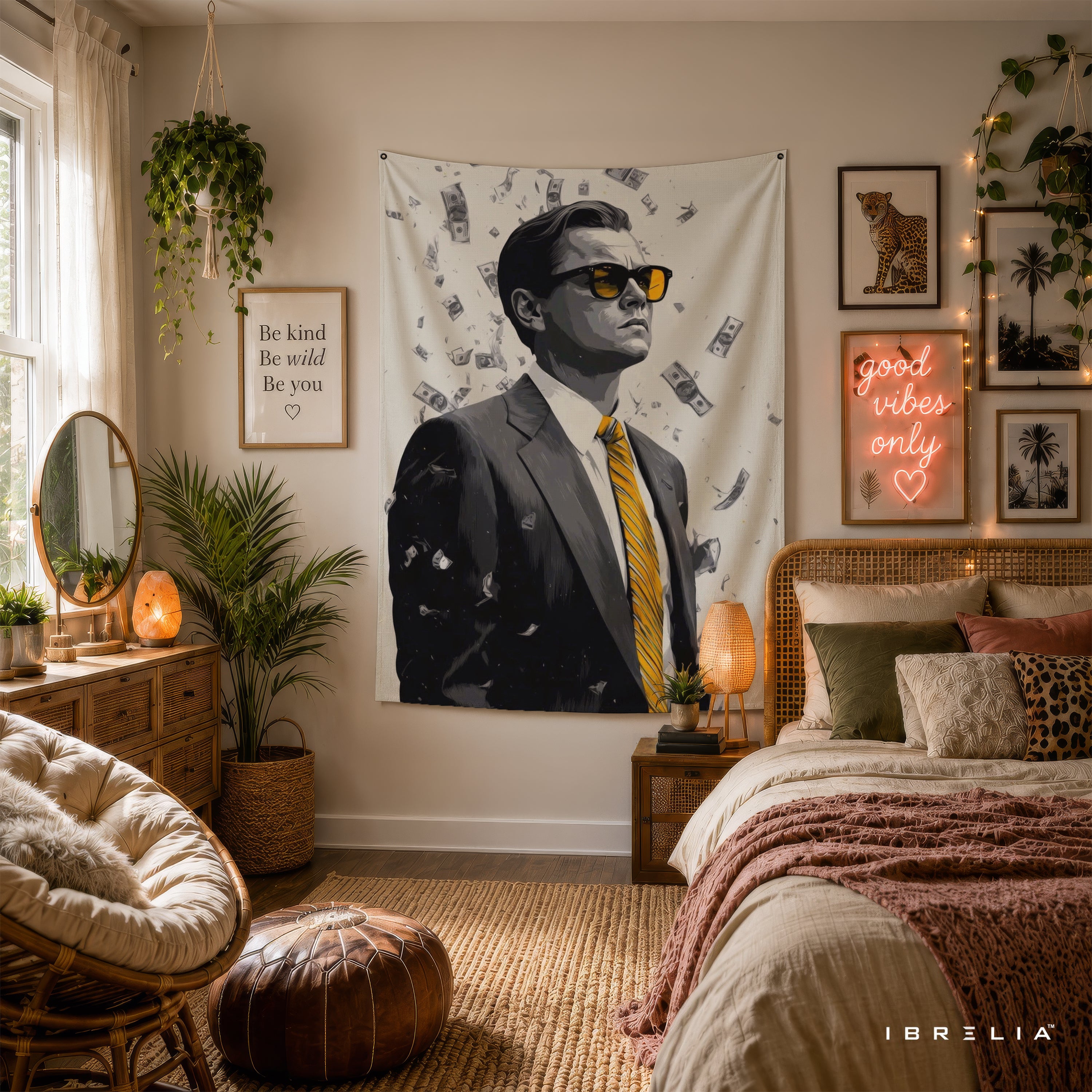 Jordan Belfort Inspired Wall Tapestry – Premium Money & Success Wall Hanging for Home, Office & Bedroom