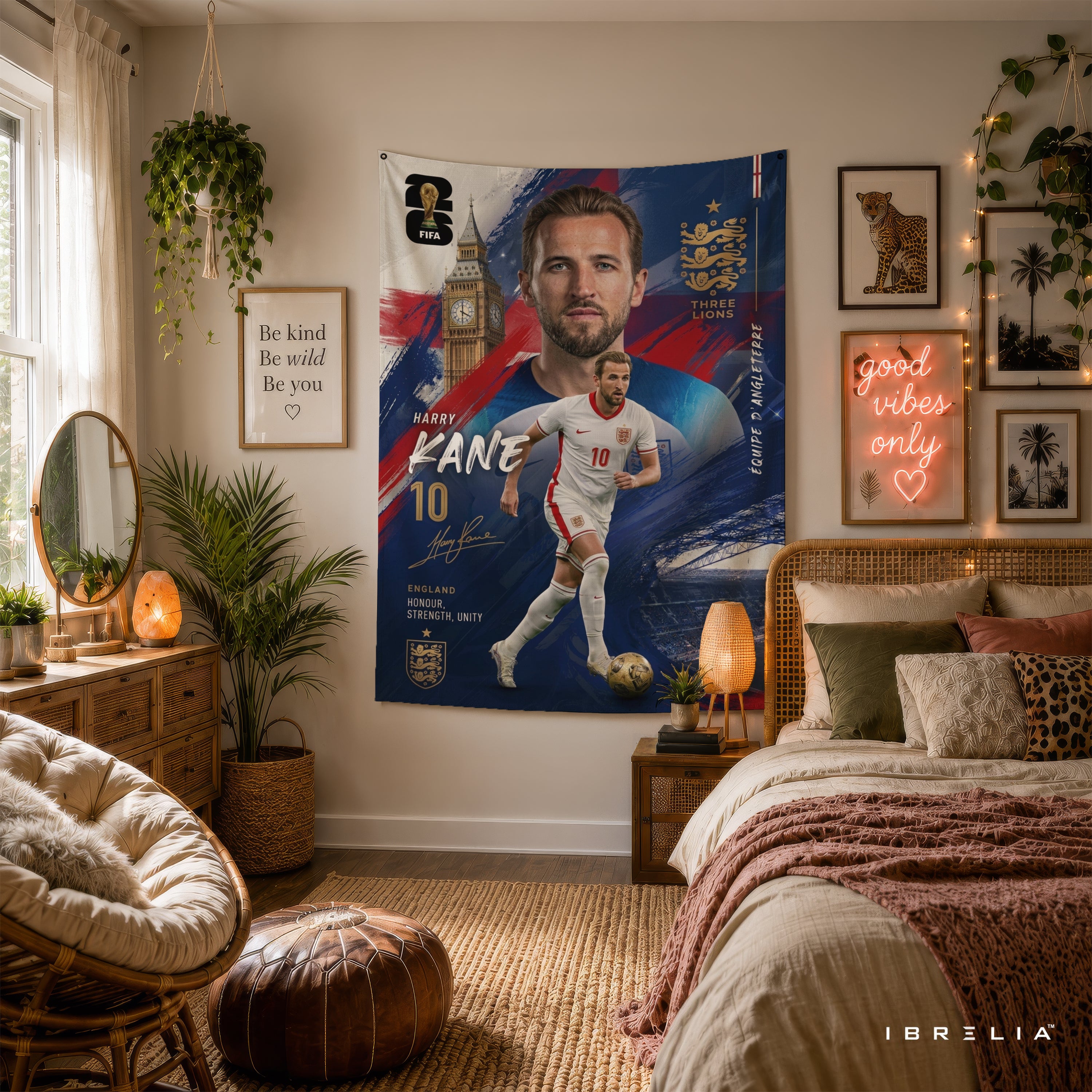Harry Kane England Champion Edition Wall Tapestry | Premium Heavyweight Jute Fabric Wall Hanging
