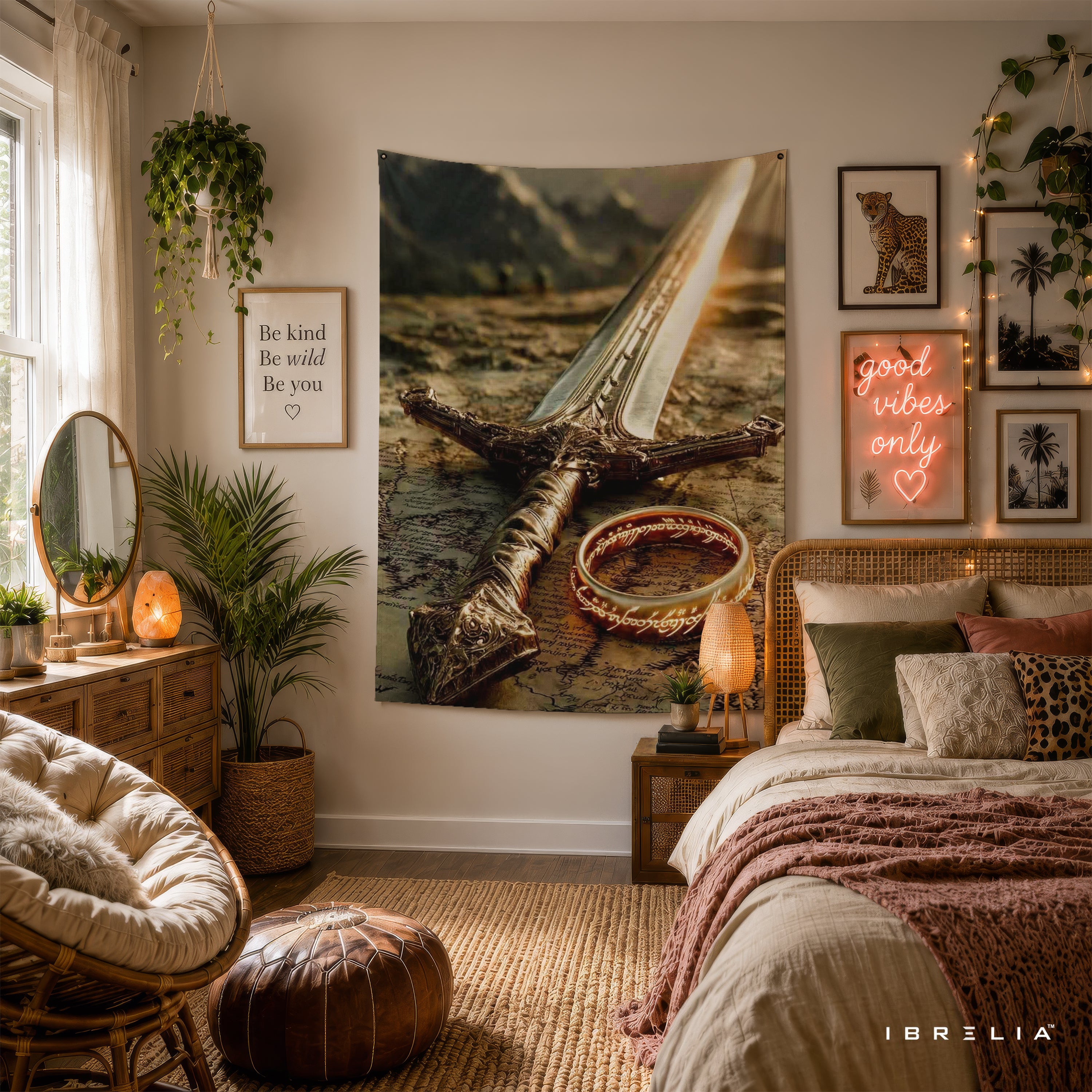 The Lord of the Rings Andúril & One Ring Wall Tapestry – Middle-earth Fantasy Wall Hanging