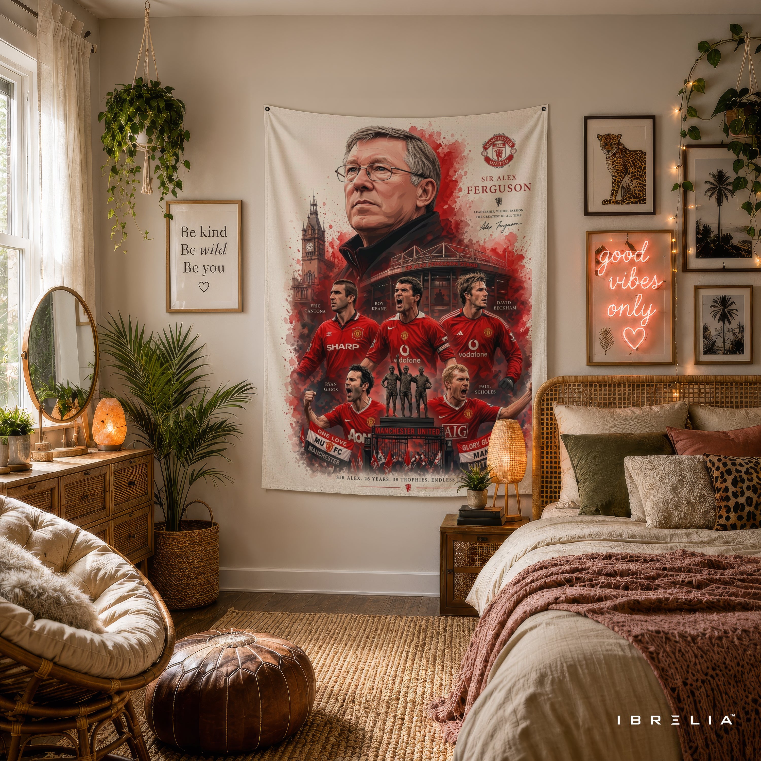Sir Alex Ferguson Manchester United Legend Wall Tapestry | Premium Heavyweight Jute Fabric Wall Hanging