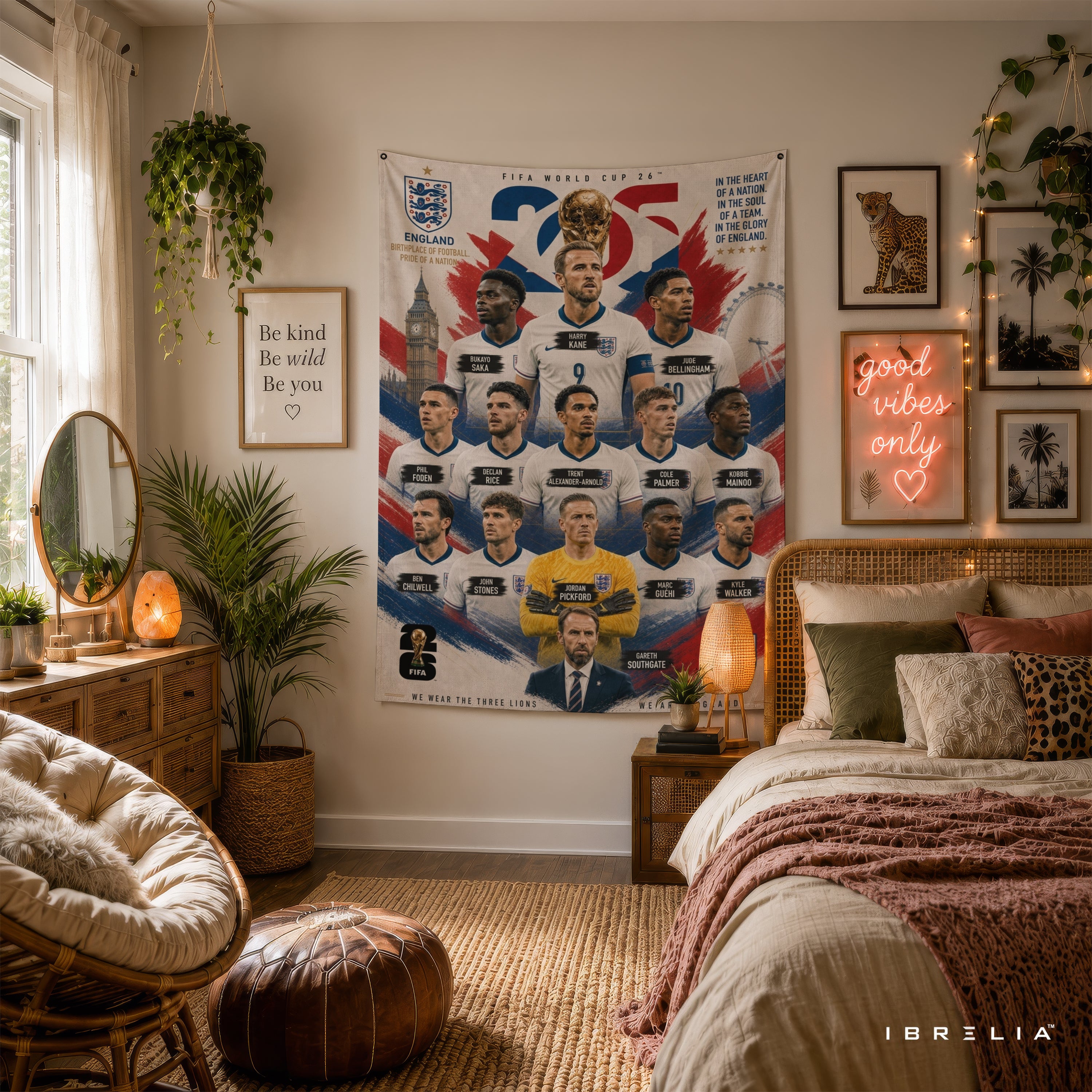 England National Football Team Stars Wall Tapestry | Premium Heavyweight Jute Fabric Wall Hanging