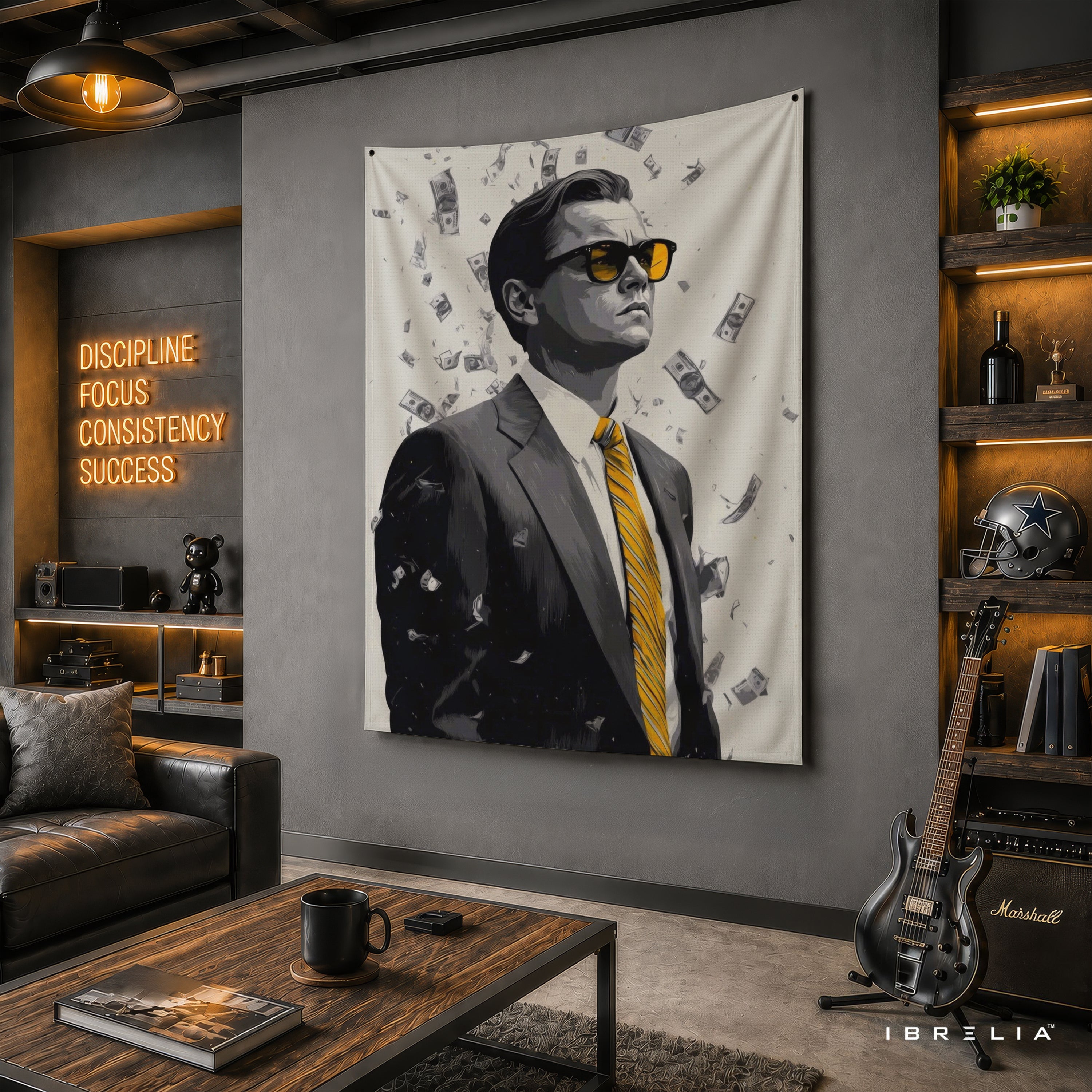 Jordan Belfort Inspired Wall Tapestry – Premium Money & Success Wall Hanging for Home, Office & Bedroom