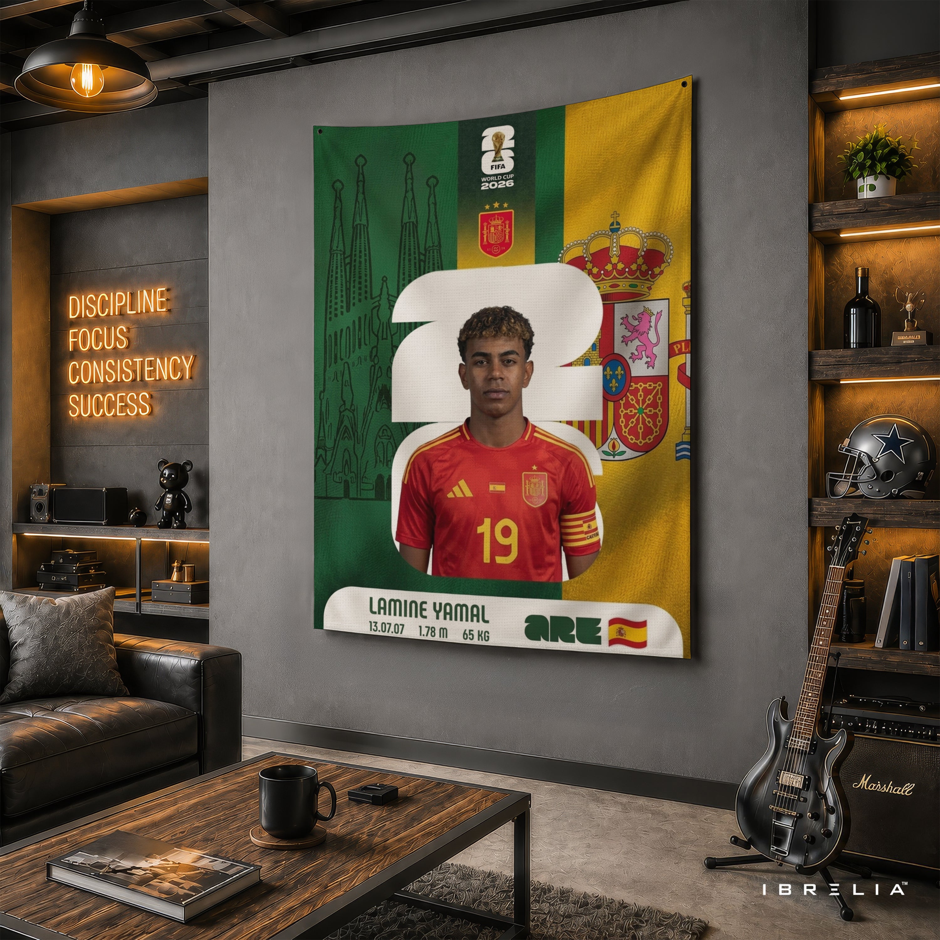 Lamine Yamal Spain World Cup 2026 Wall Tapestry | Premium Heavyweight Jute Fabric Wall Hanging