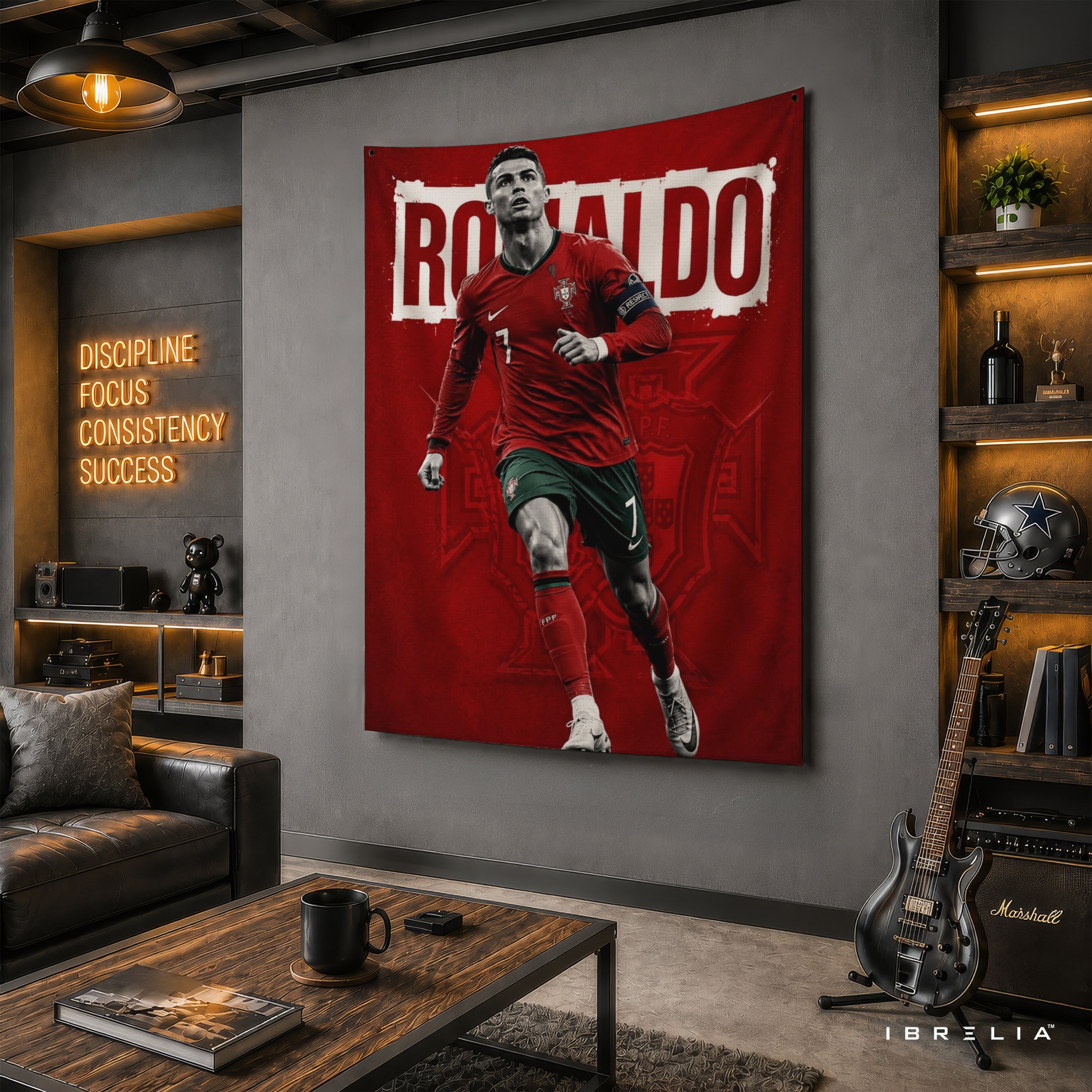 Cristiano Ronaldo Portugal Wall Tapestry | Premium Heavyweight Jute Fabric Wall Hanging