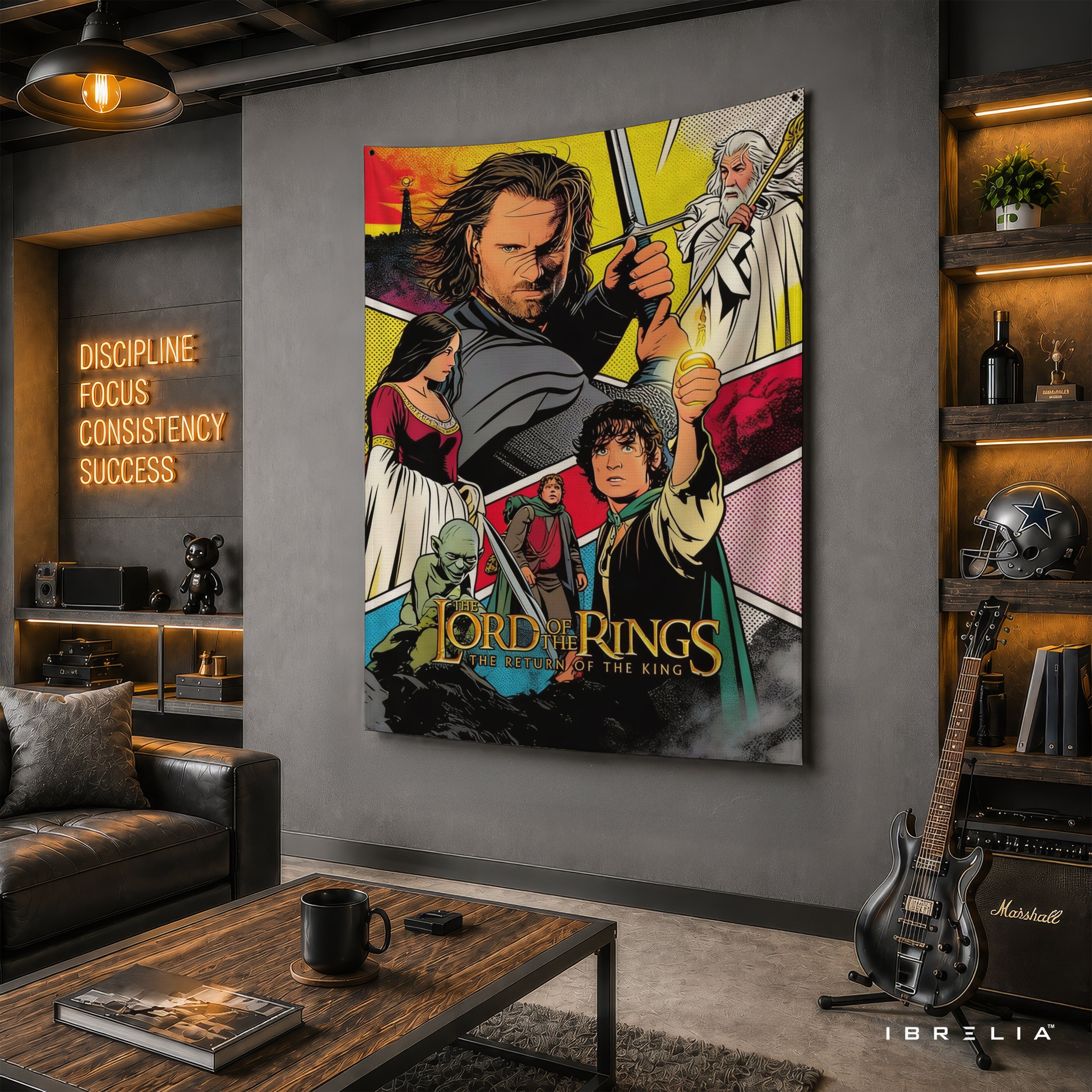 The Lord of the Rings Comic Style Wall Tapestry – Fantasy Adventure Wall Hanging