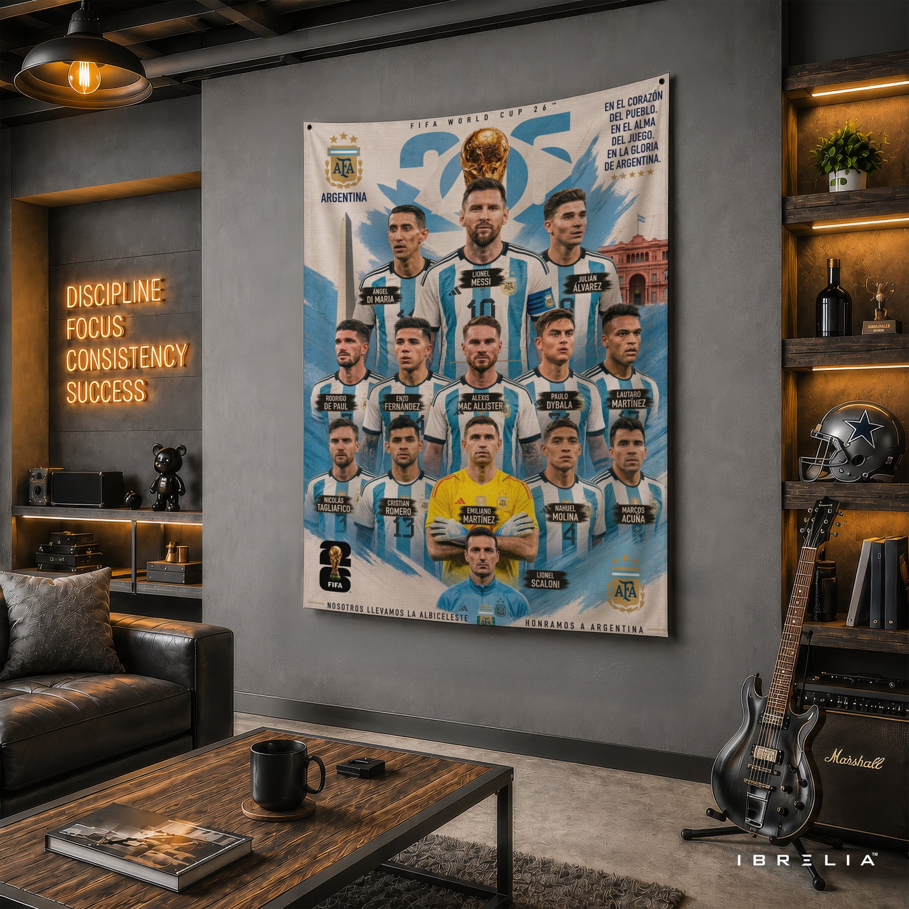 Argentina National Football Team Champions Wall Tapestry | Premium Heavyweight Jute Fabric Wall Hanging