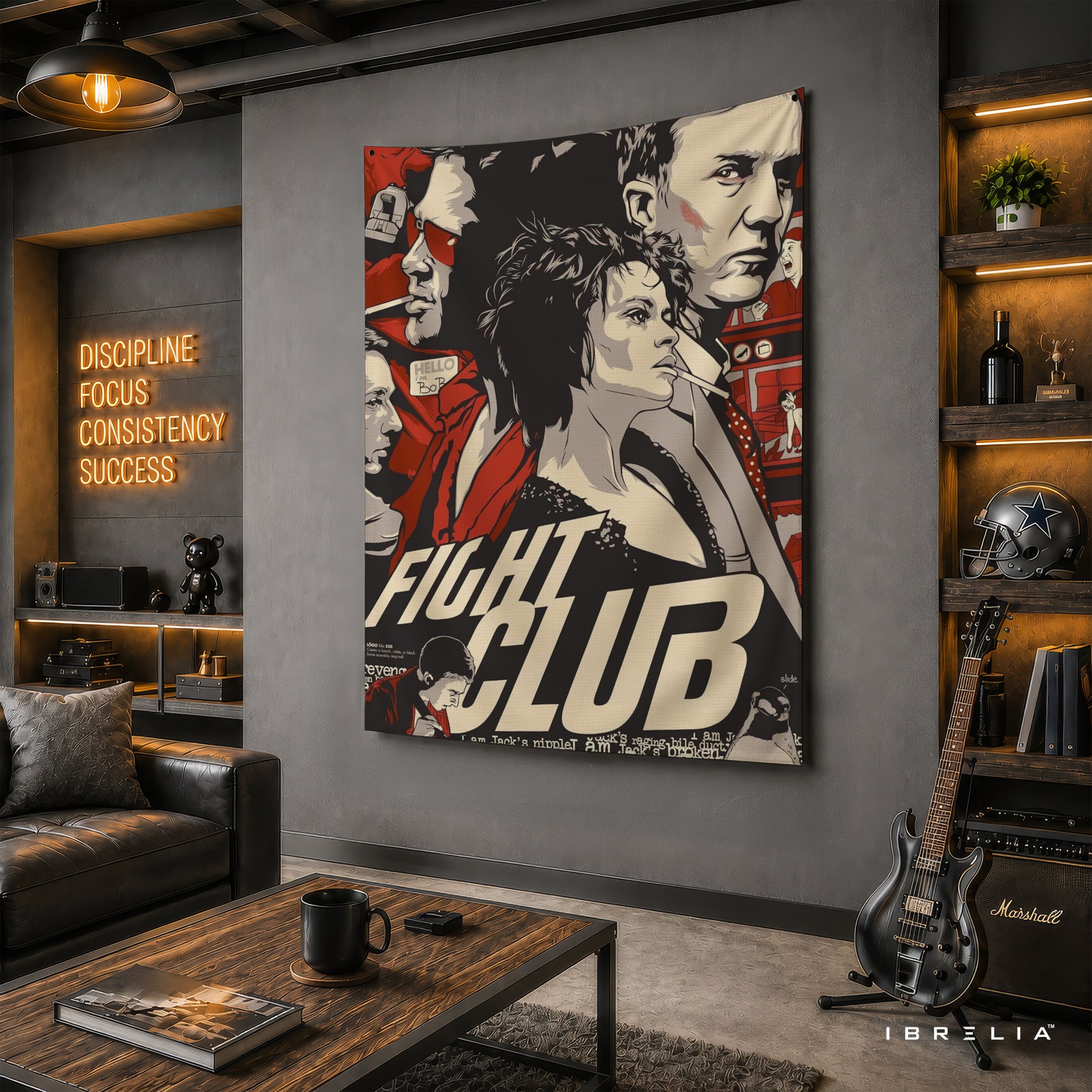 Fight Club Vintage Movie Poster Wall Tapestry – Cult Classic Film Wall Hanging