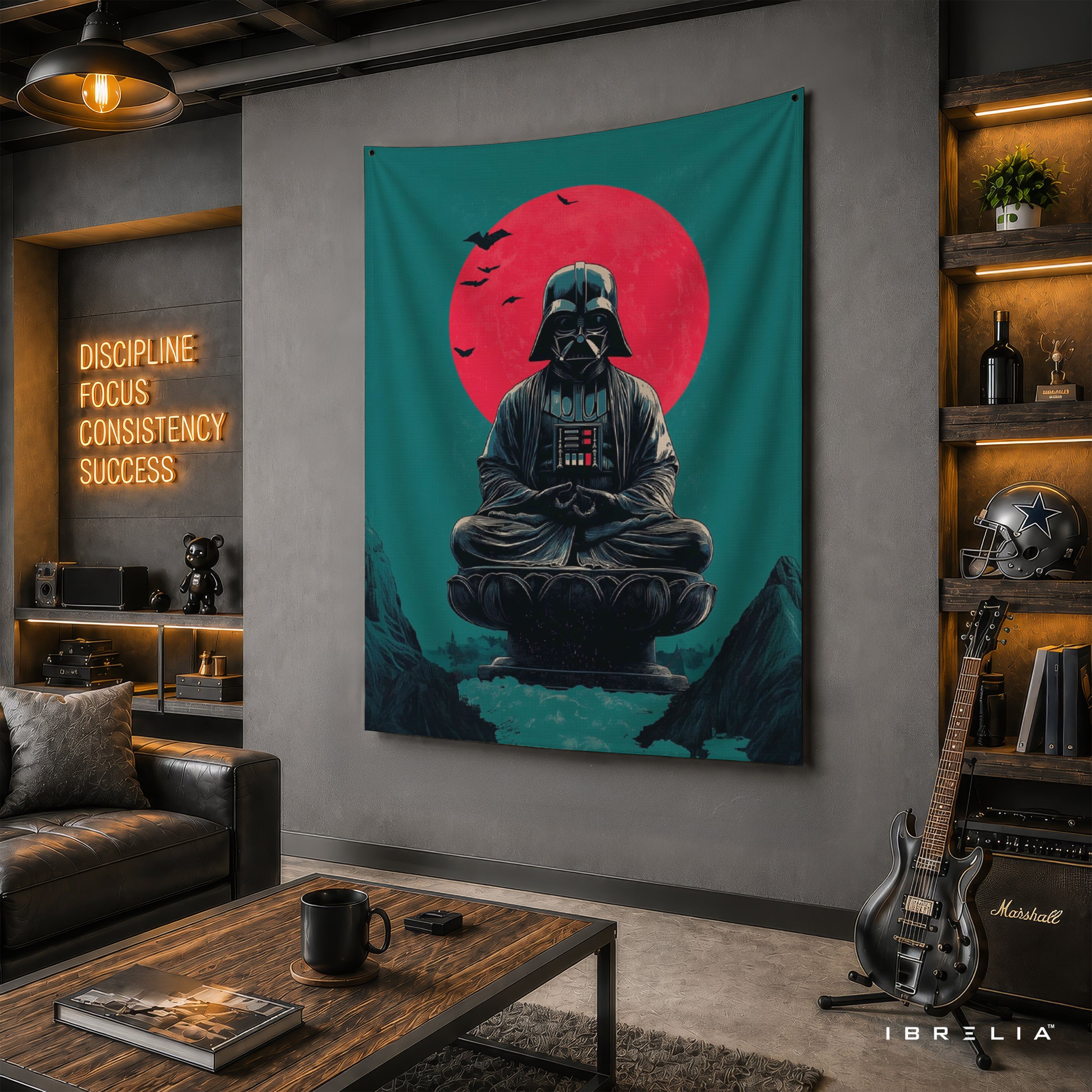Darth Vader Zen Meditation Wall Tapestry – Star Wars Minimalist Sci-Fi Wall Hanging