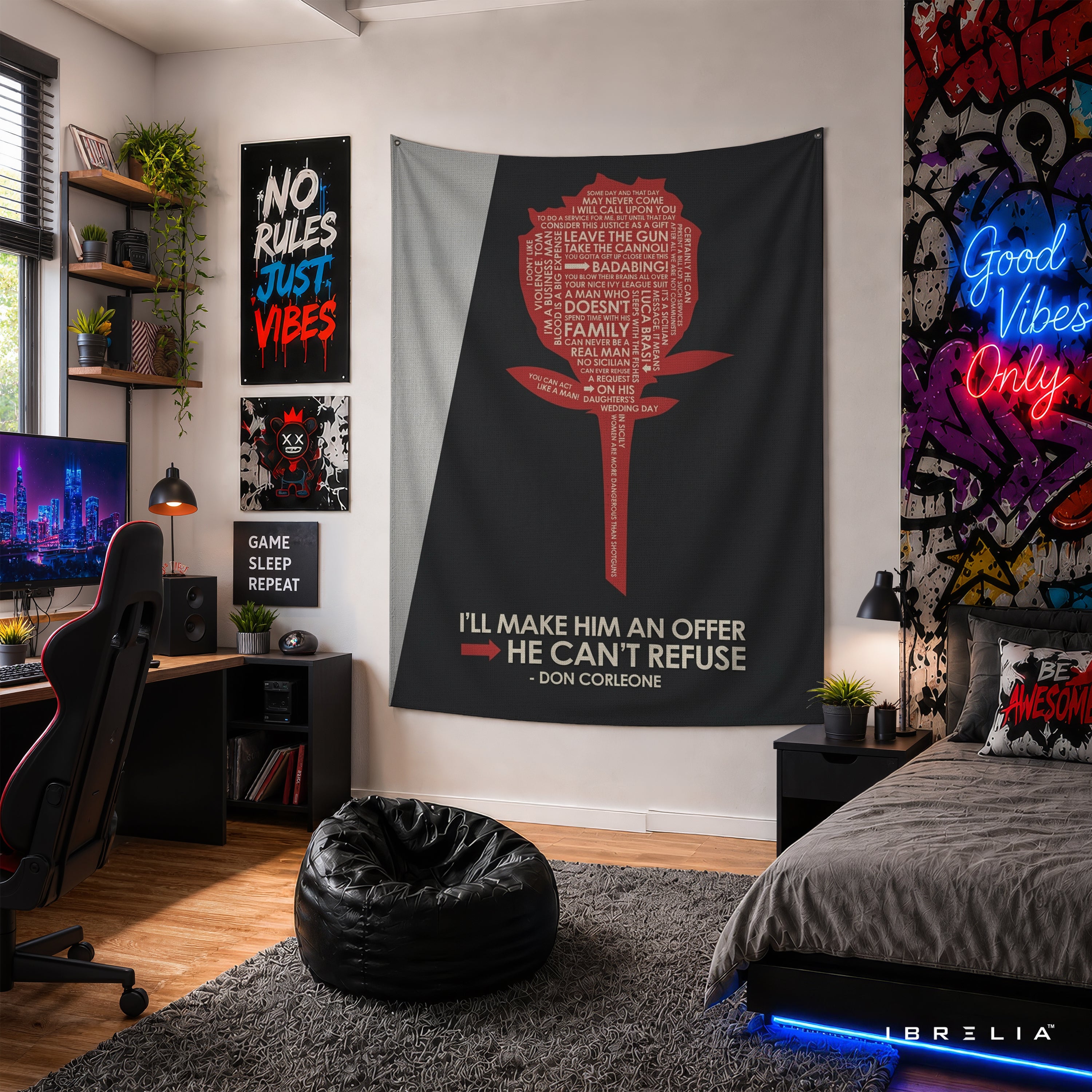 The Godfather Quote Rose Wall Tapestry – Premium Movie Wall Hanging & Home Decor in Pakistan