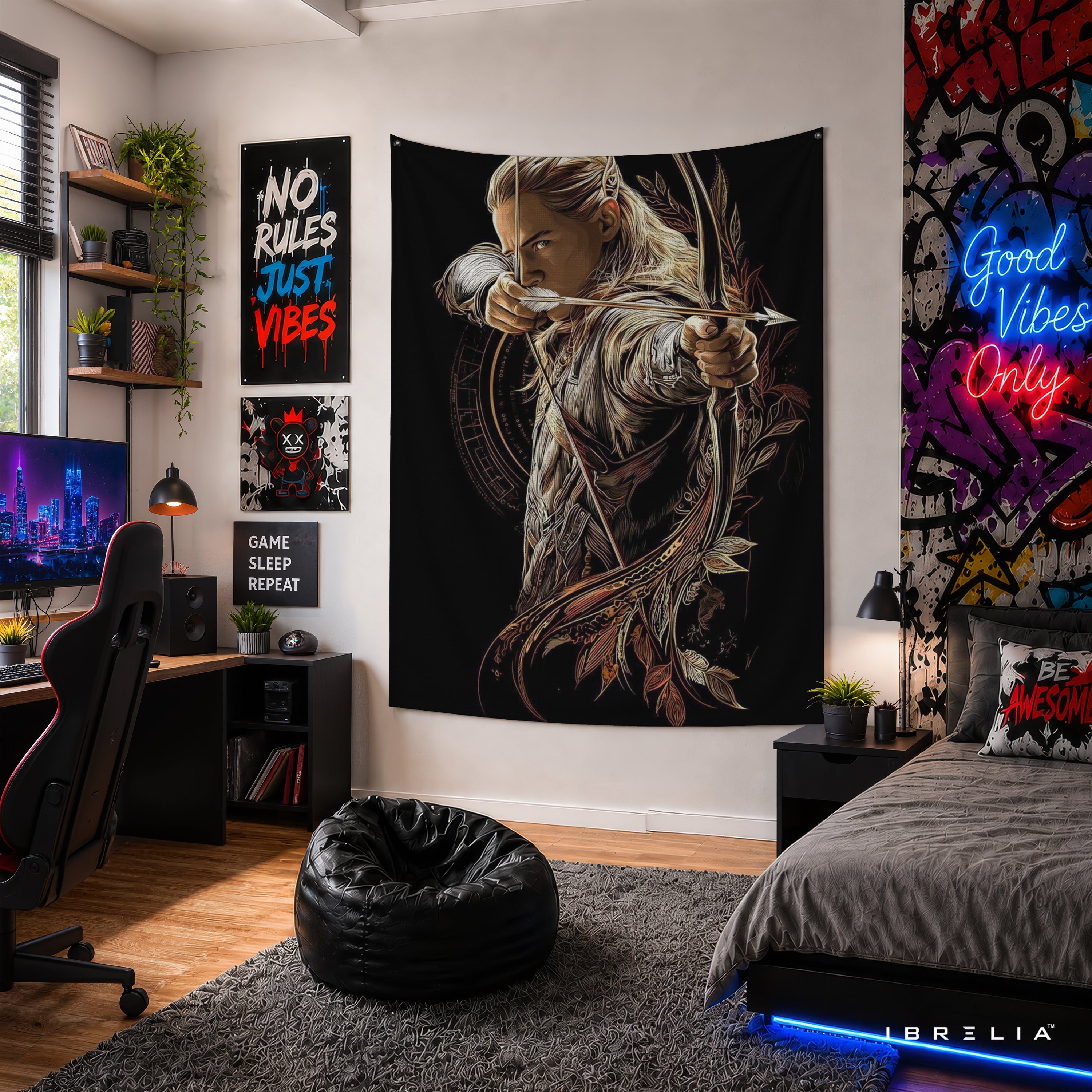 The Lord of the Rings Legolas Archer Wall Tapestry – Elven Warrior Fantasy Wall Hanging