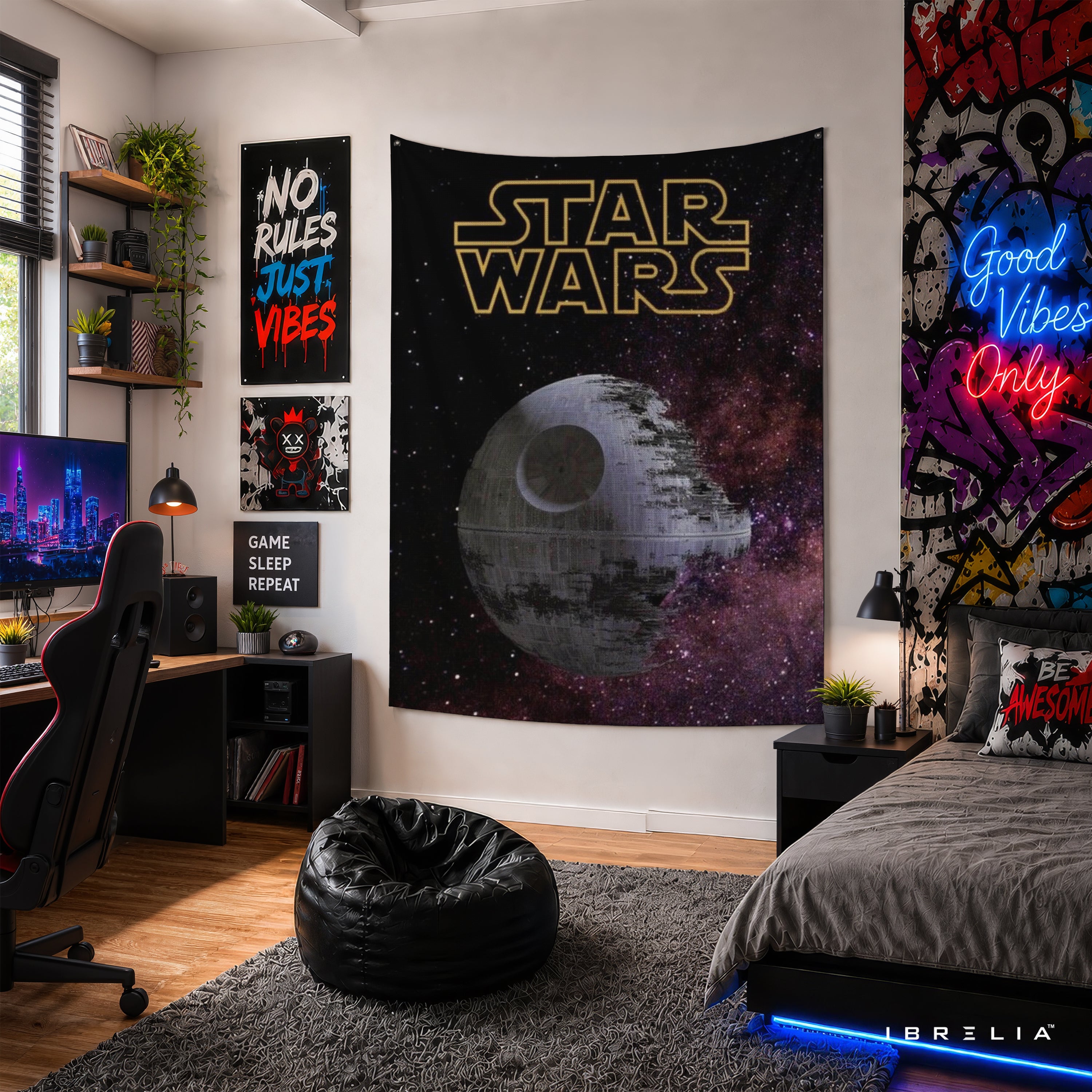 Star Wars Death Star Galaxy Wall Tapestry – Space Sci-Fi Movie Inspired Wall Hanging