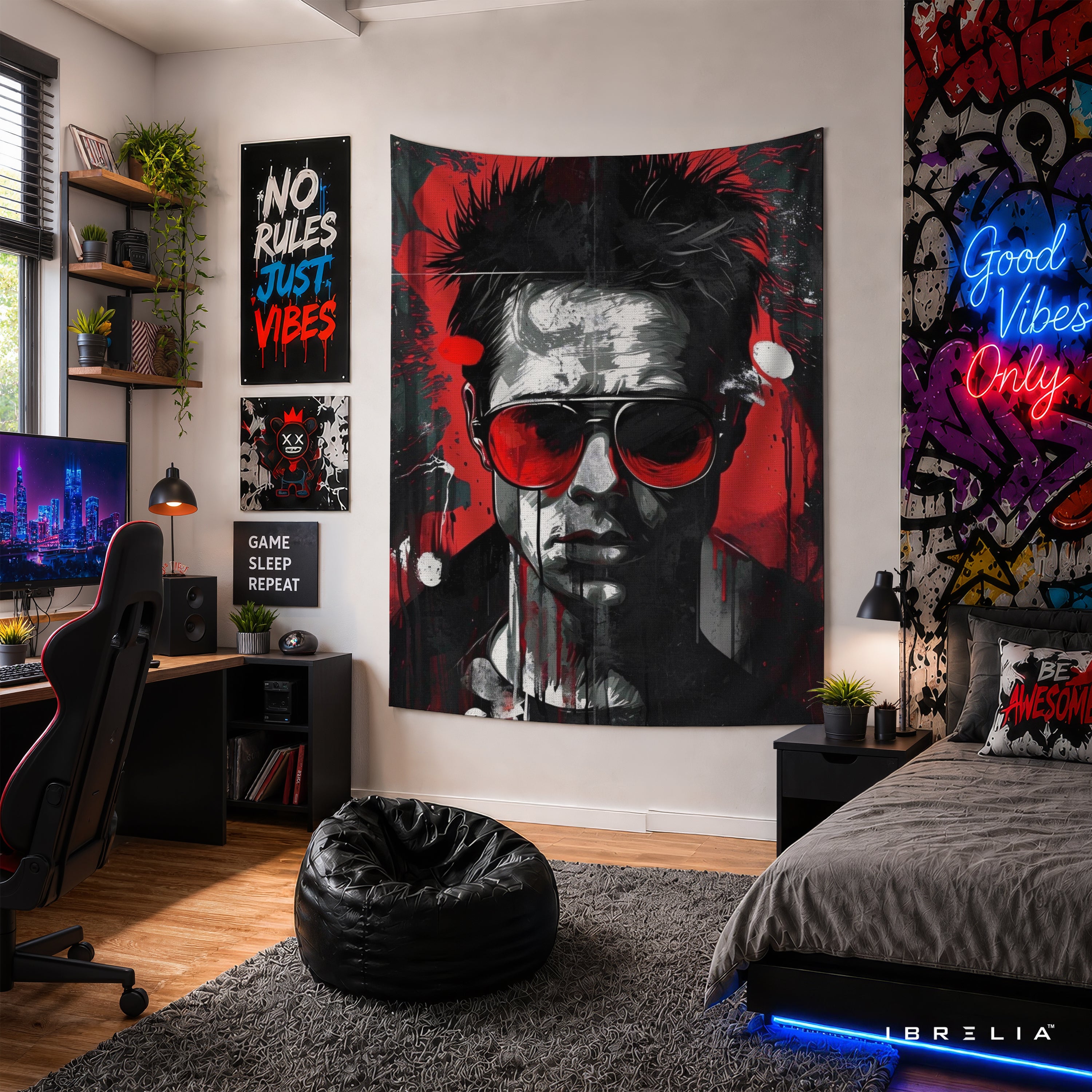 Fight Club Tyler Durden Pop Art Wall Tapestry – Modern Cult Movie Wall Hanging